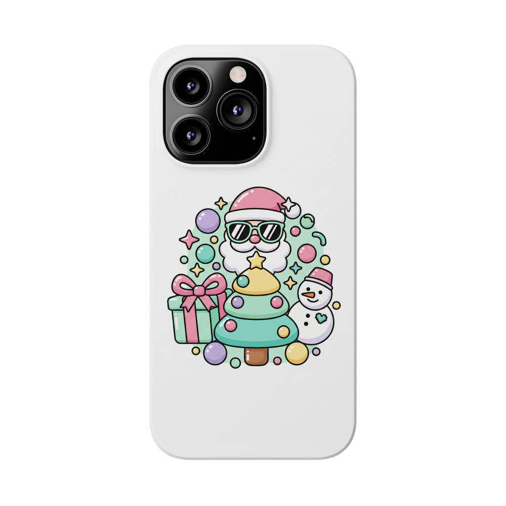 Y2K-Inspired Christmas Phone Case — Playful Bubble Icons & Stars