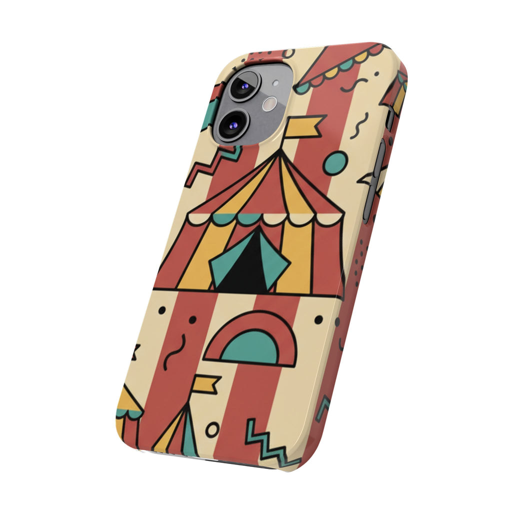 Retro Circus Stripe Slim Phone Case — Vintage 70s Memphis Geometric Design