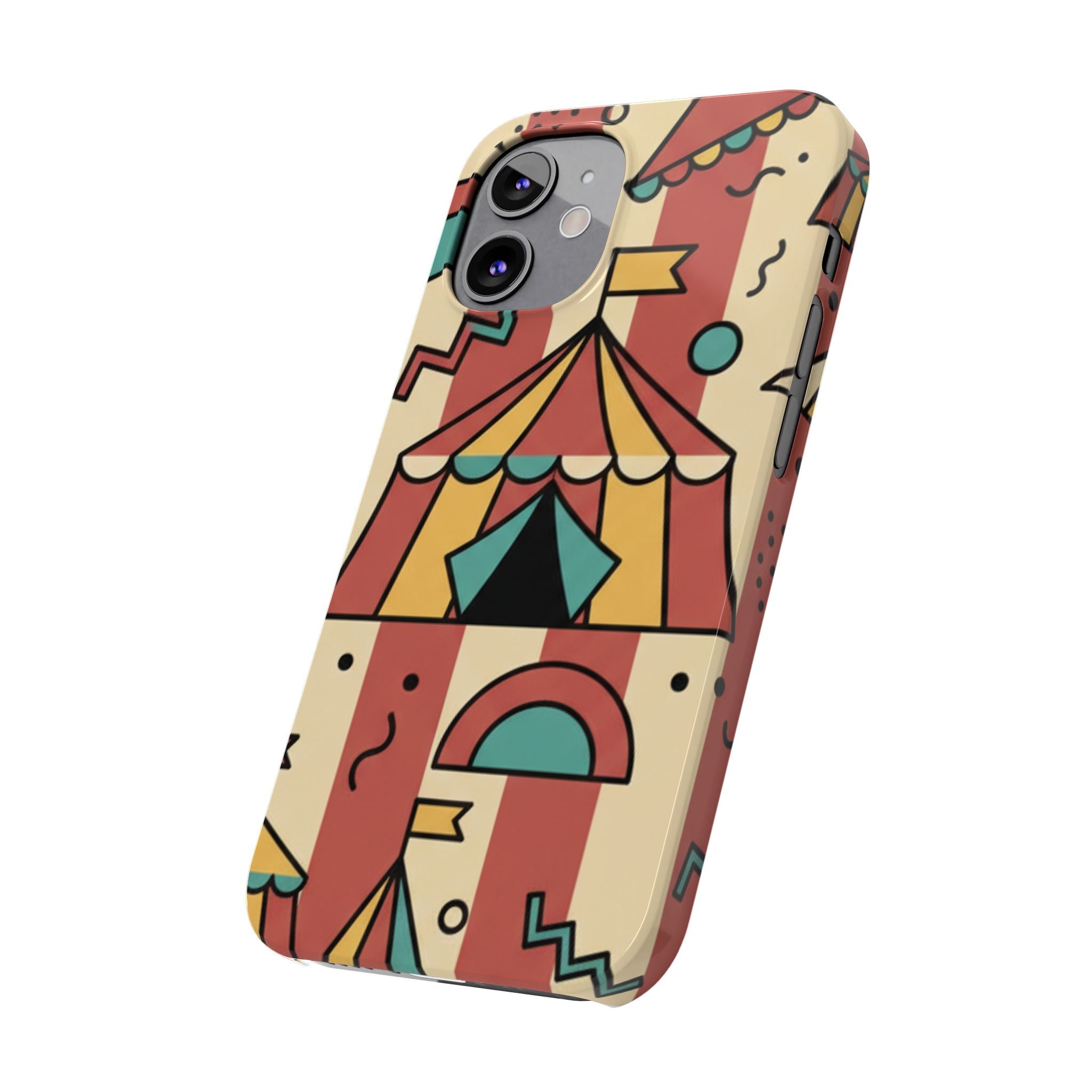 Retro Circus Stripe Slim Phone Case — Vintage 70s Memphis Geometric Design