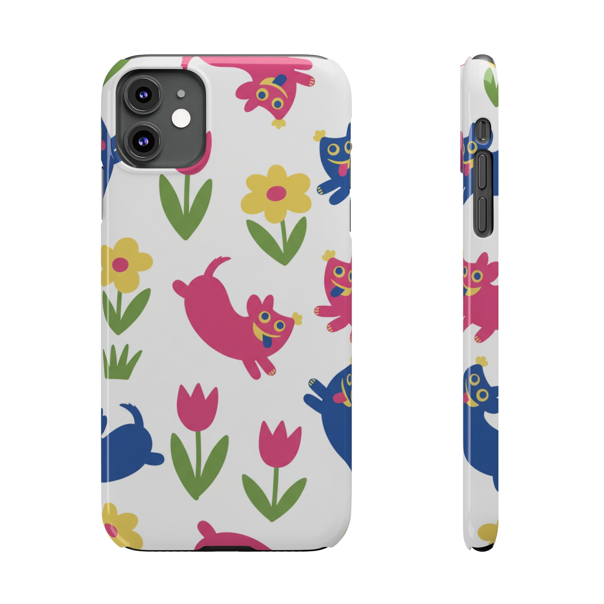 The Joyful Garden: Chunky Sausage Dog & Giant Bloom Phone Case | Modern Naive Art Edition