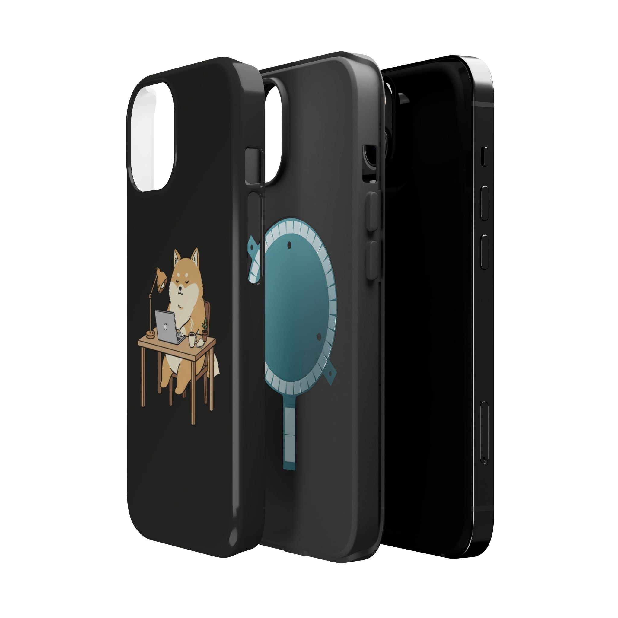 Magnetic Impact-Resistant Phone Case — Cozy Desk Animal Illustration