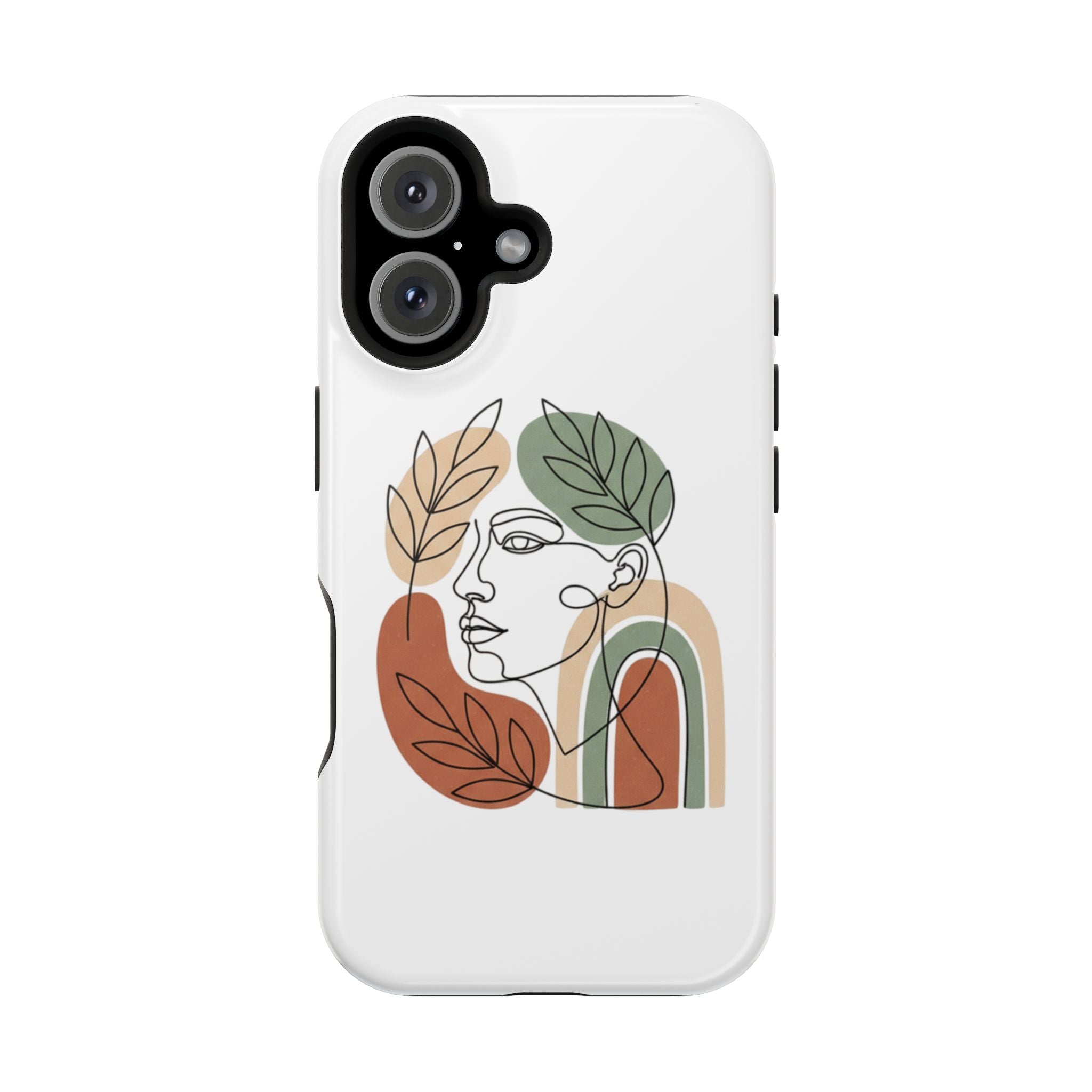 Boho Line-Face Phone Case — Terracotta Sage Minimalist Matte