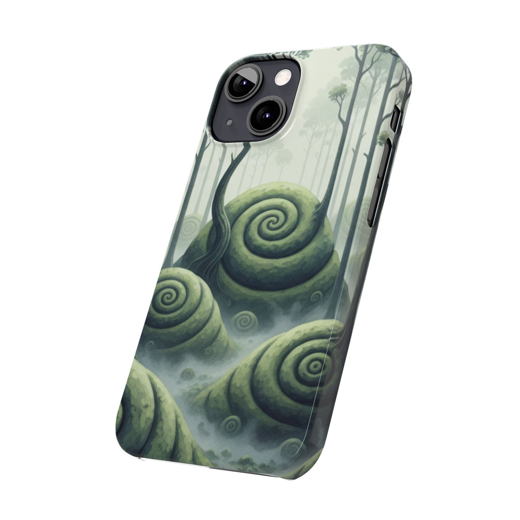 Mystical Forest Slim Phone Case — Dreamy Studio Ghibli‑Style Foggy Hills