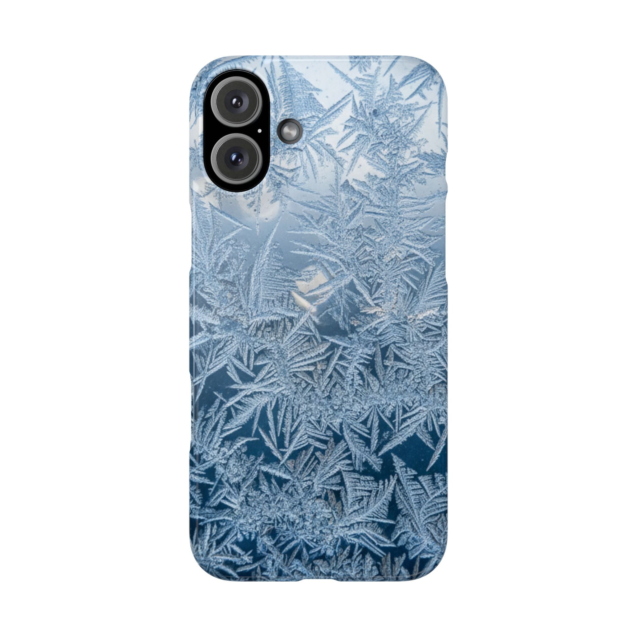 Frosted Window Macro Slim Phone Case — Blue Silver Ice Crystal Texture