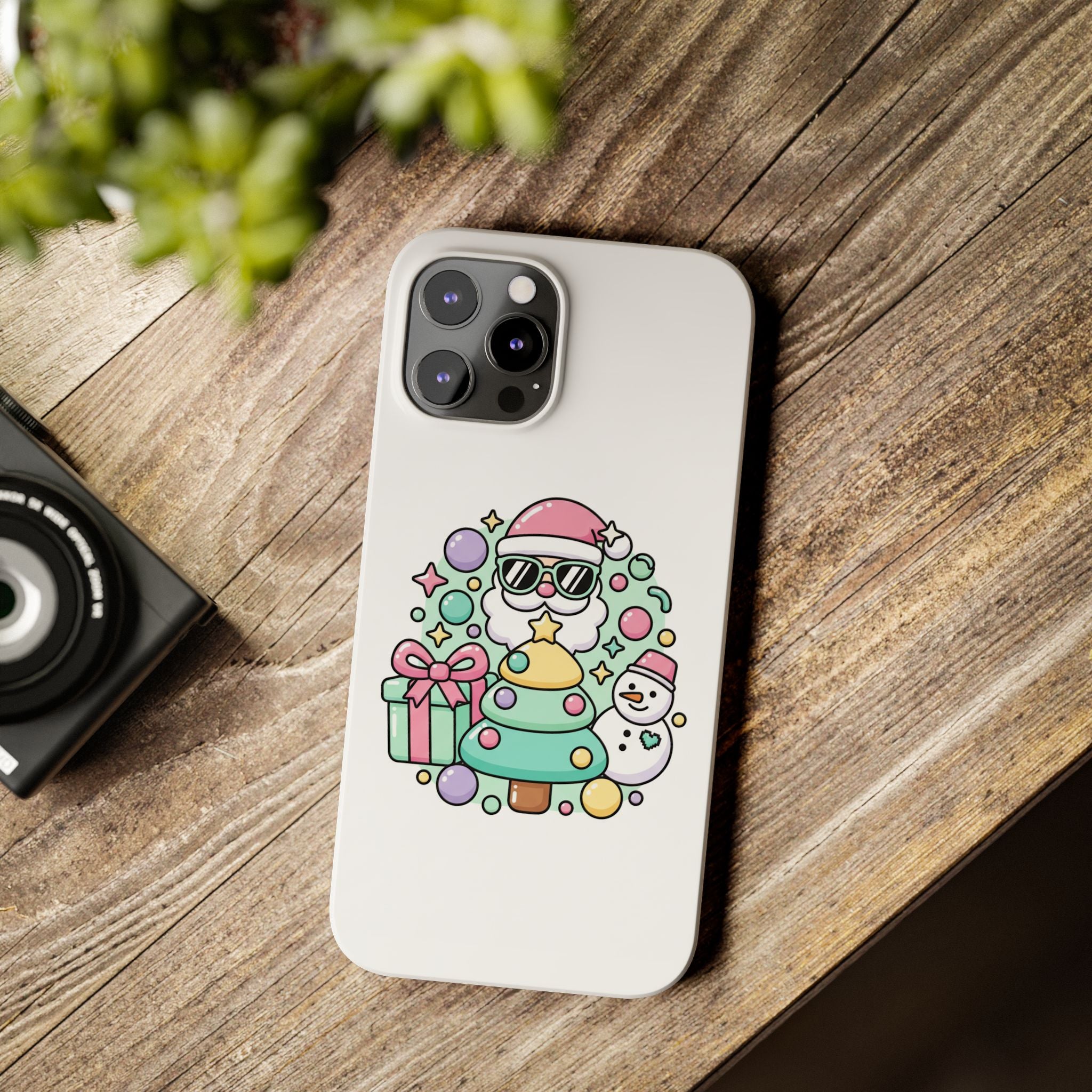 Y2K-Inspired Christmas Phone Case — Playful Bubble Icons & Stars