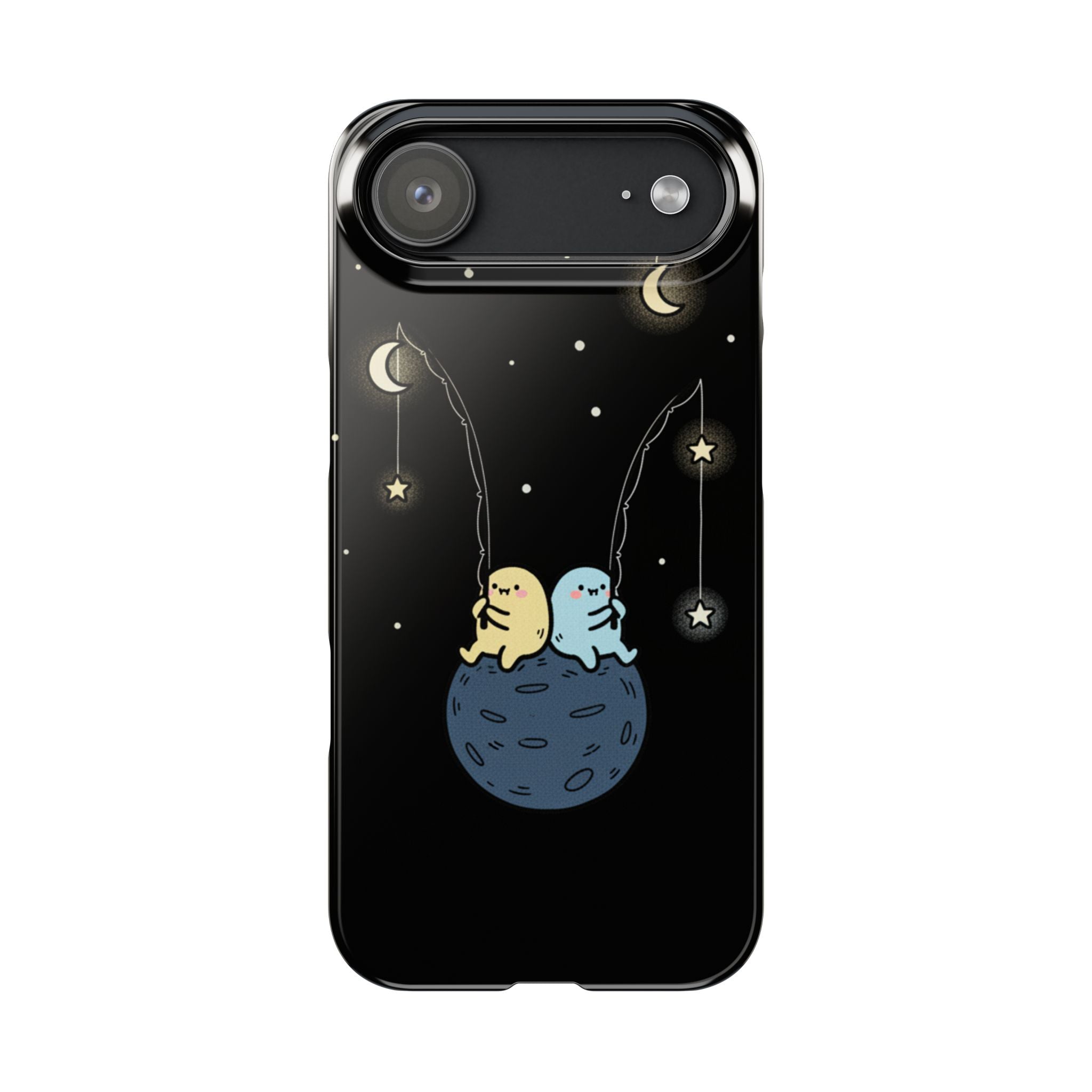 Moonlight Anglers: Whimsical Star Fishing Phone Case | Celestial Doodle Art Aesthetic