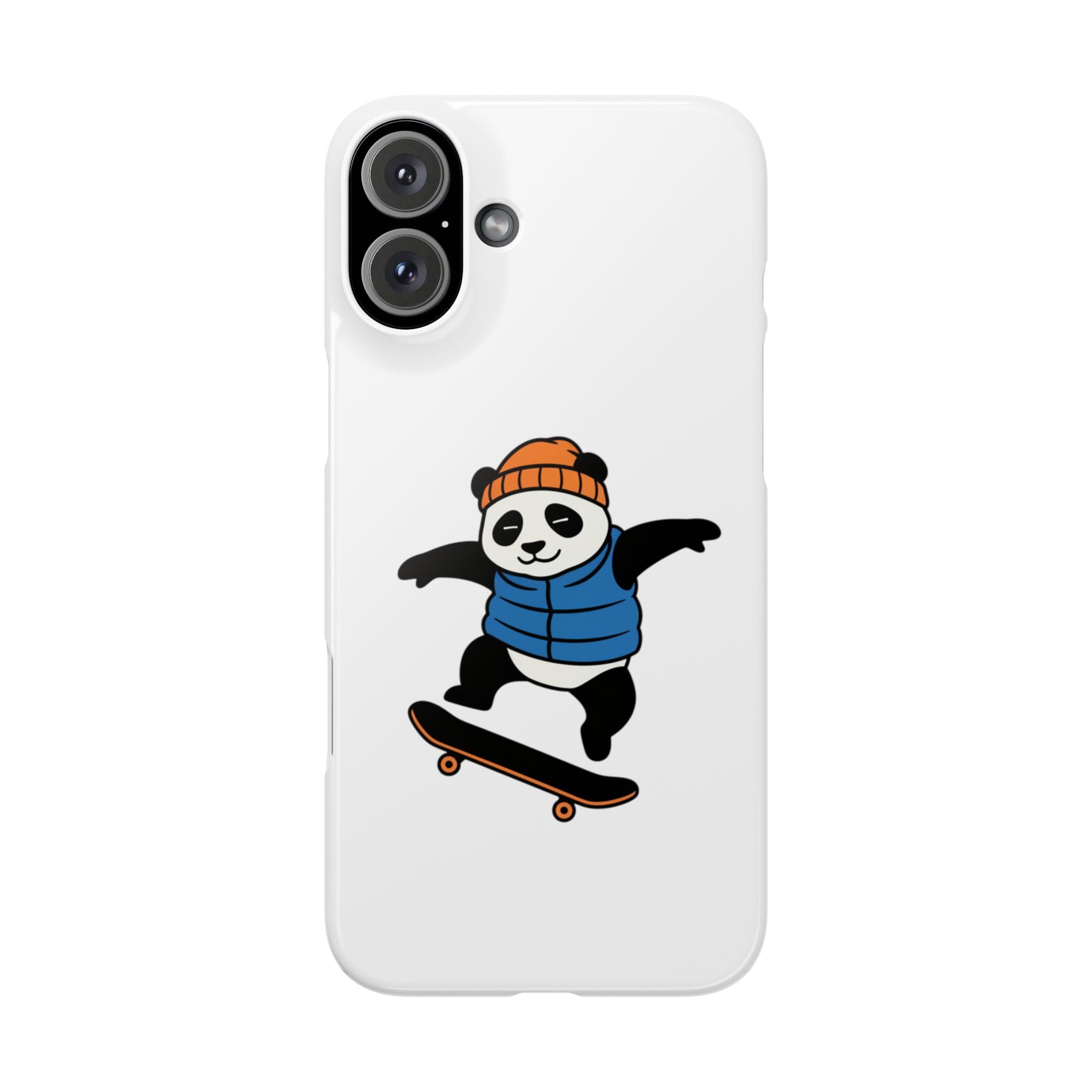 Streetwise Panda: Minimalist Skater Kickflip Graphic Case | Urban Streetwear Cartoon Collection