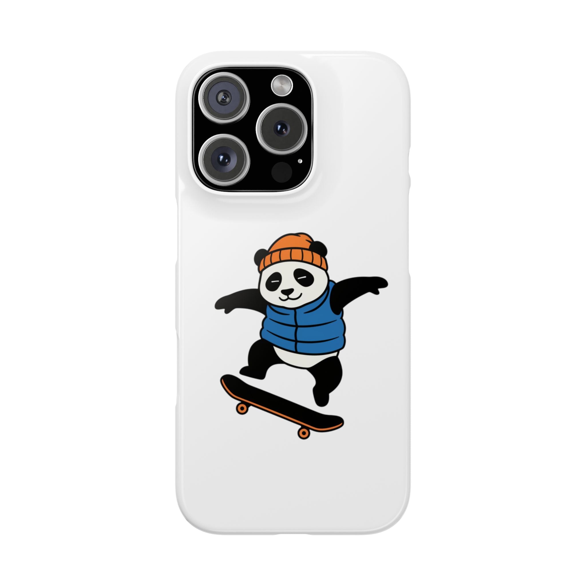 Streetwise Panda: Minimalist Skater Kickflip Graphic Case | Urban Streetwear Cartoon Collection