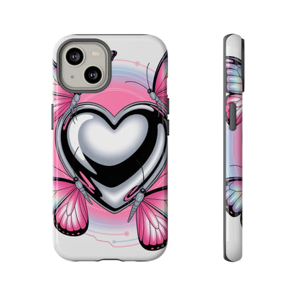 Phone Case - Y2K Aesthetic Chrome Hearts and Butterflies, Cybercore 2000s Vibe
