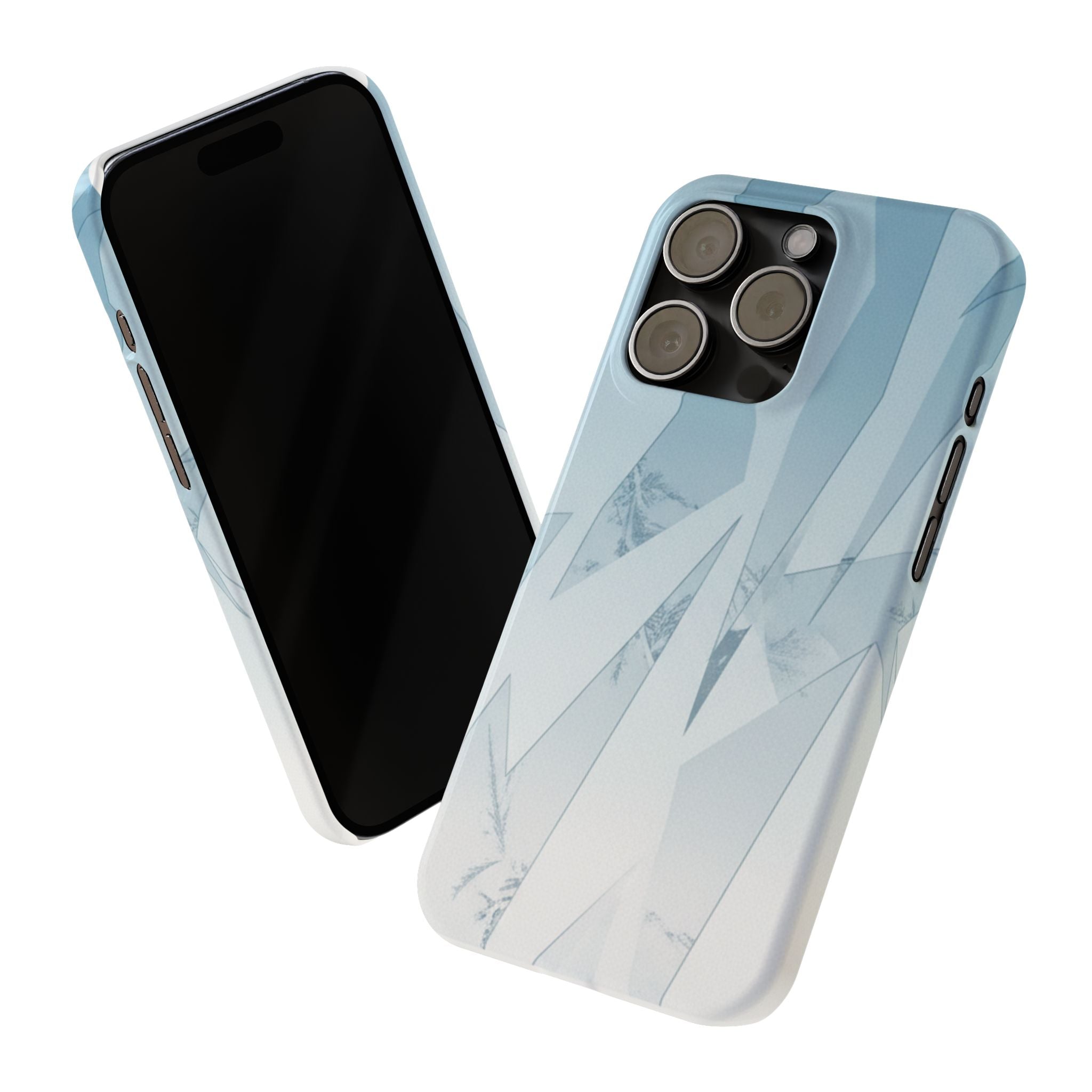 Icy Frost Minimalist Slim Phone Case — Frosted Glass Blue Gradient