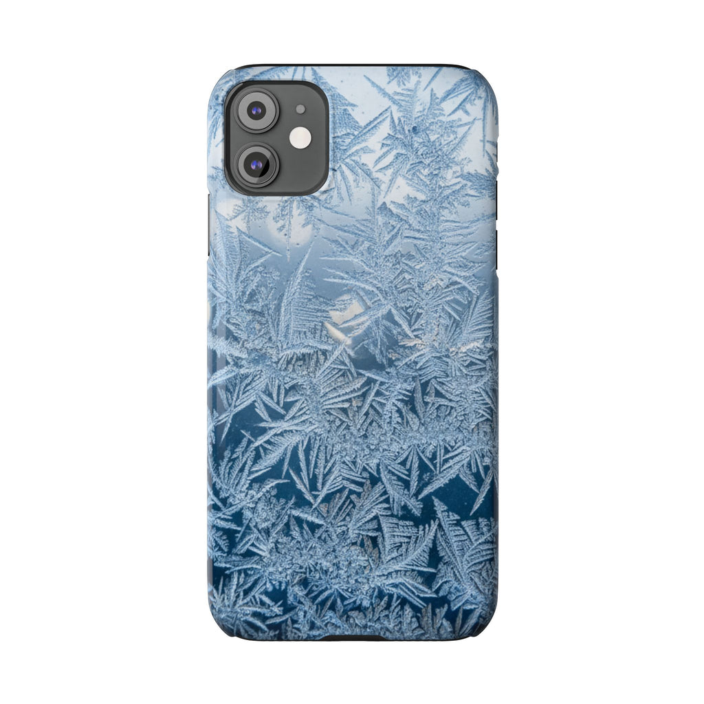 Frosted Window Macro Slim Phone Case — Blue Silver Ice Crystal Texture