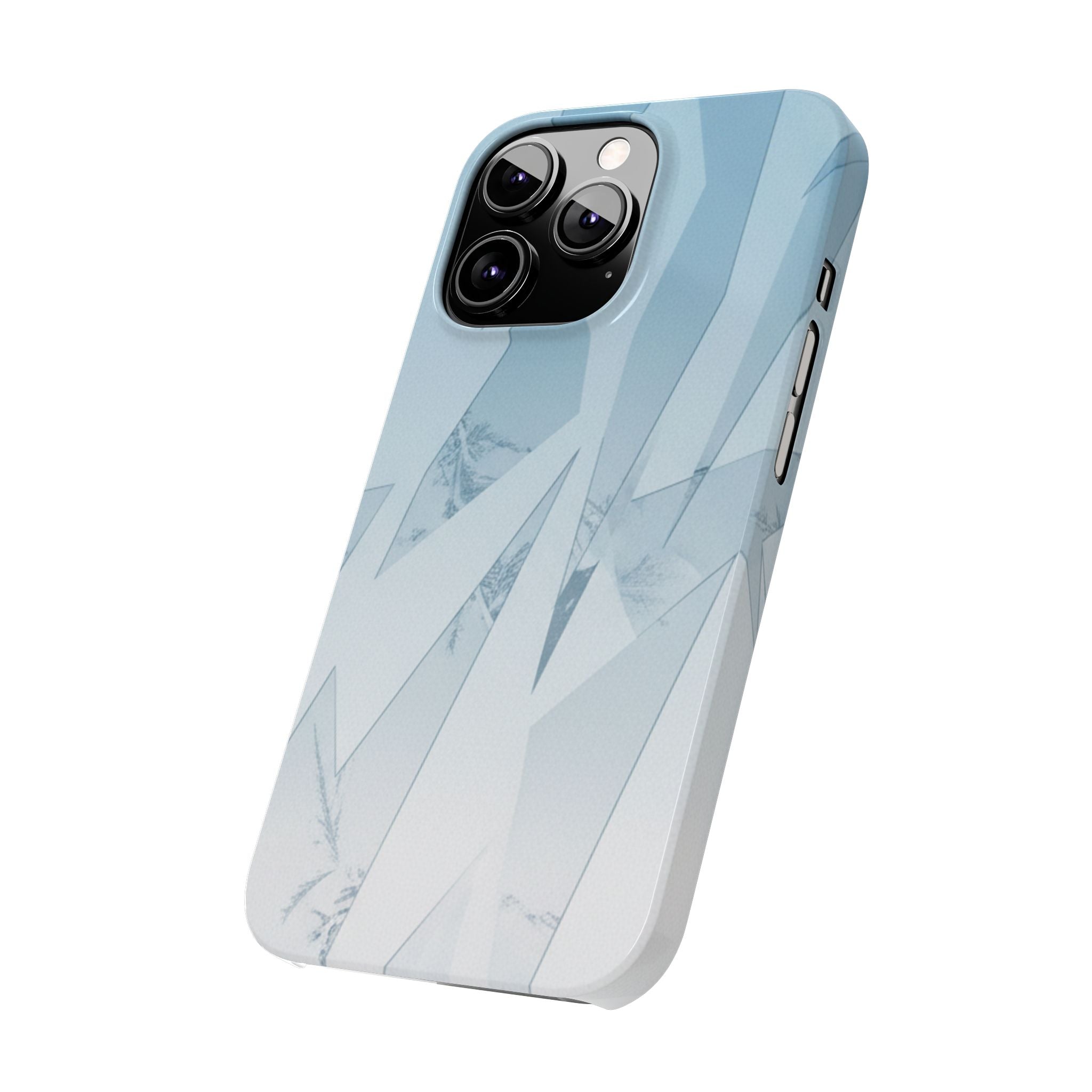 Icy Frost Minimalist Slim Phone Case — Frosted Glass Blue Gradient