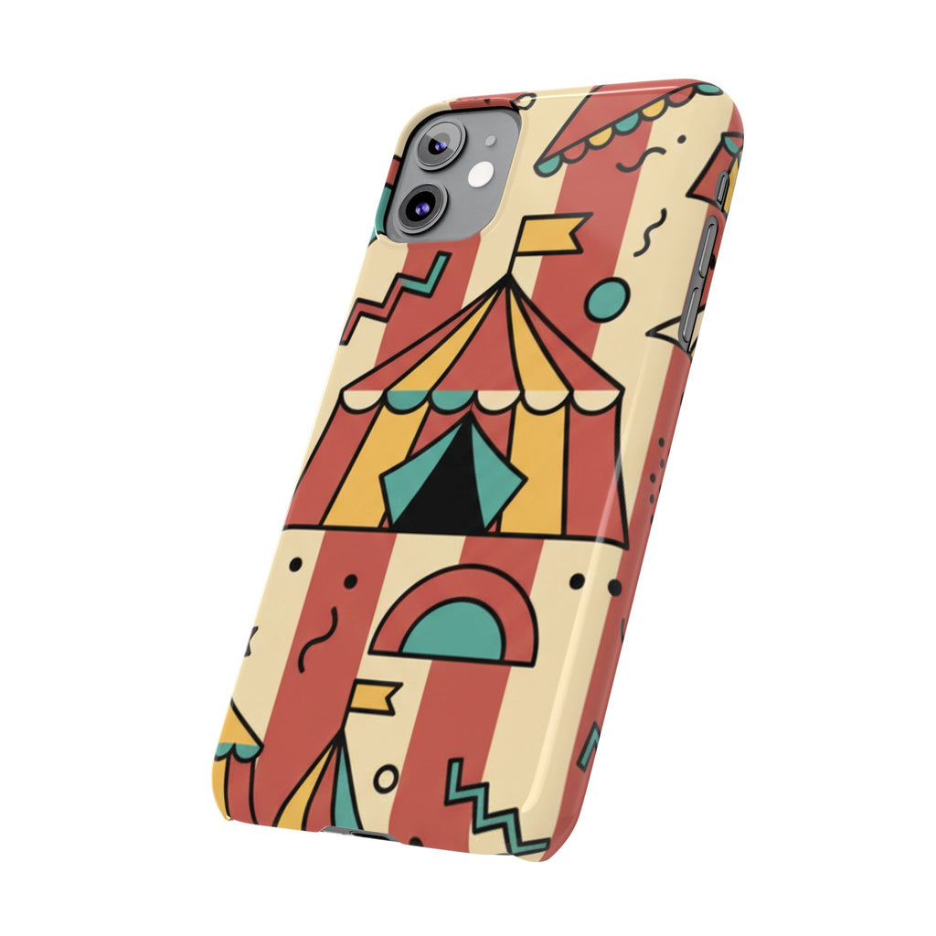 Retro Circus Stripe Slim Phone Case — Vintage 70s Memphis Geometric Design