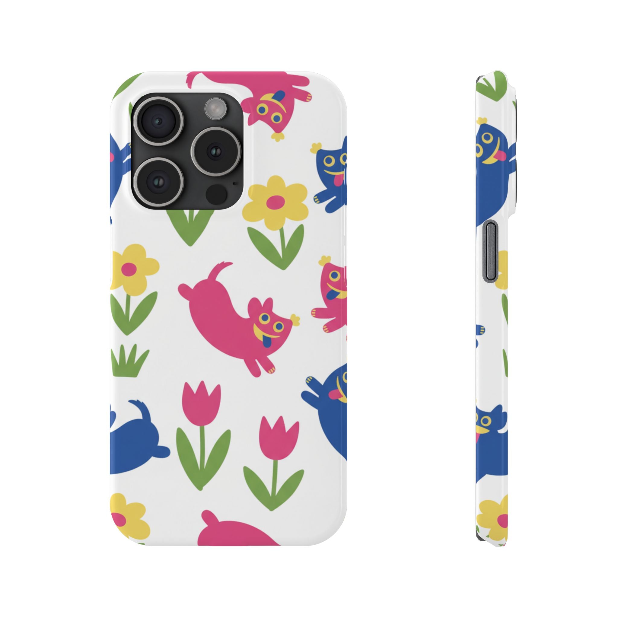 The Joyful Garden: Chunky Sausage Dog & Giant Bloom Phone Case | Modern Naive Art Edition