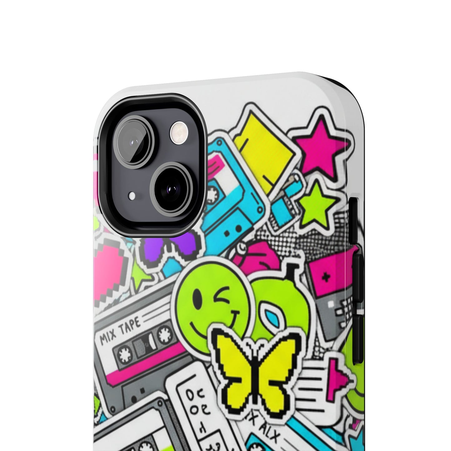 1990s 2000s Sticker Collage Tough Phone Case | Retro Tamagotchi Pixel Art Nostalgia
