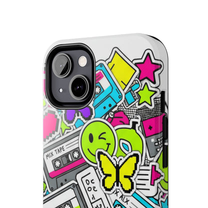 1990s 2000s Sticker Collage Tough Phone Case | Retro Tamagotchi Pixel Art Nostalgia