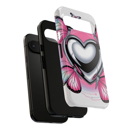 Phone Case - Y2K Aesthetic Chrome Hearts and Butterflies, Cybercore 2000s Vibe