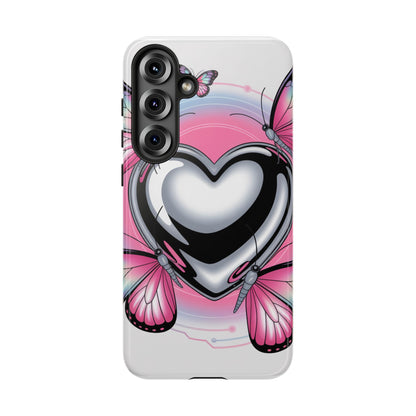 Phone Case - Y2K Aesthetic Chrome Hearts and Butterflies, Cybercore 2000s Vibe