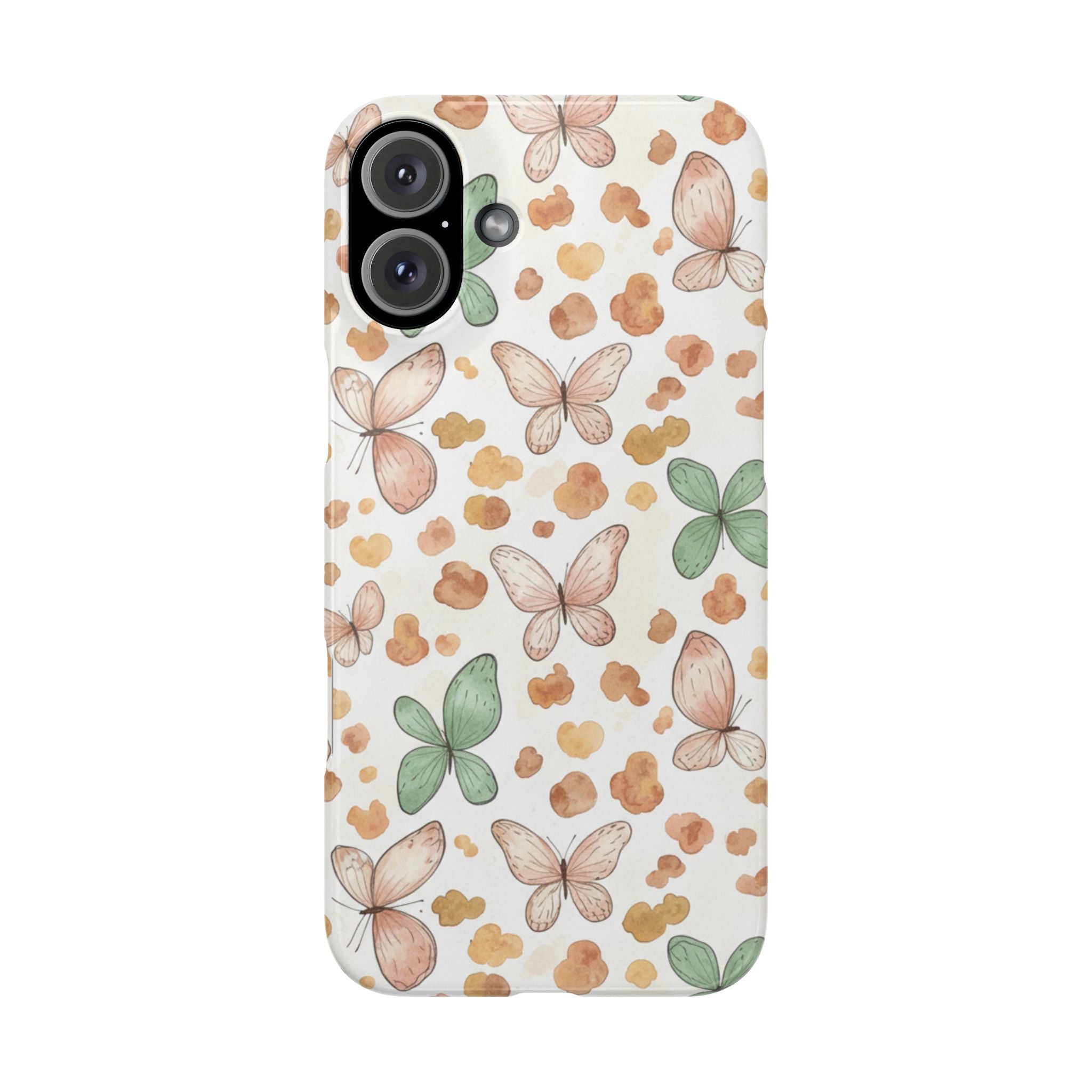 Cottagecore Butterfly & Deer Spots Slim Phone Case — Pastel Watercolor Storybook Pattern