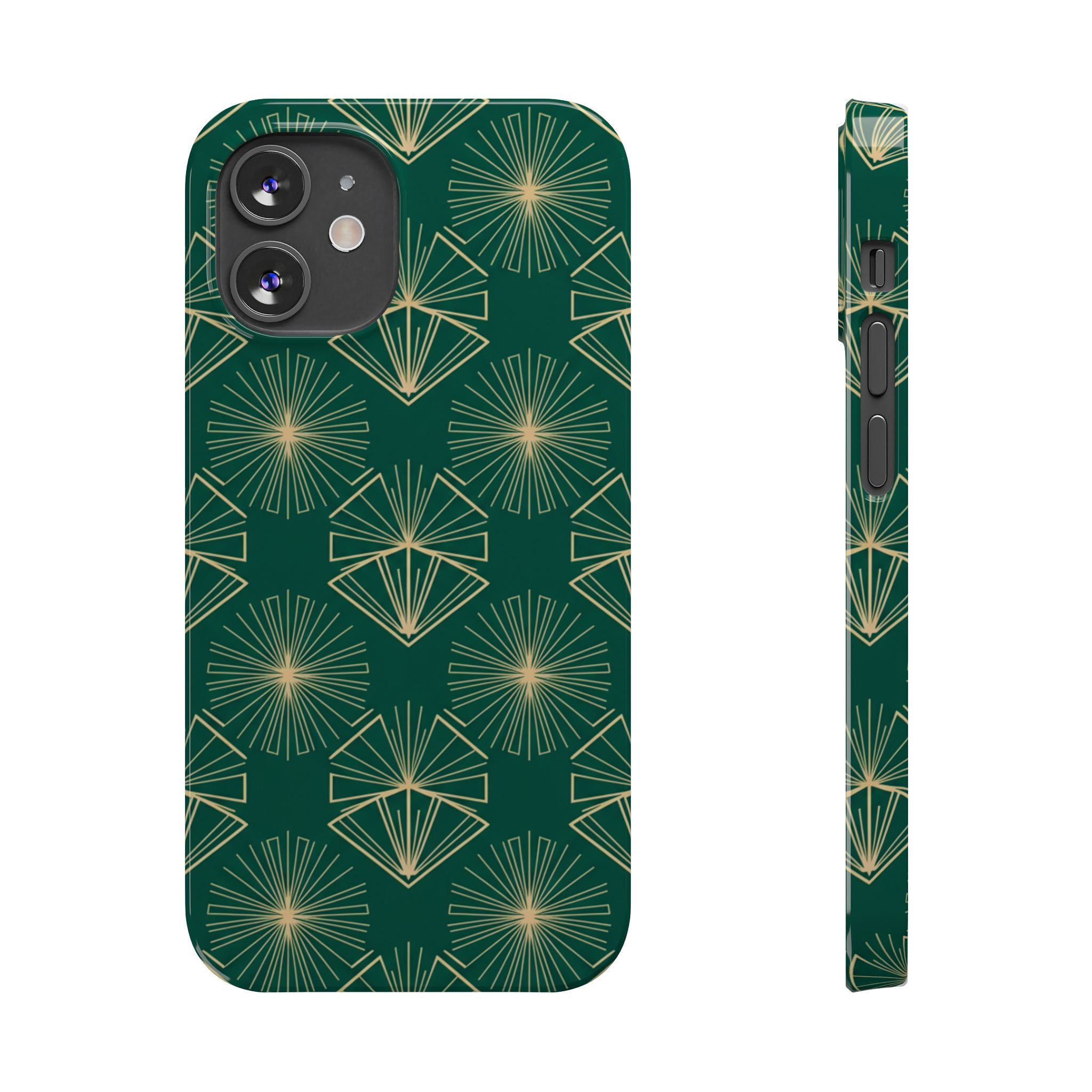 Slim Phone Case — Emerald Art Deco Geometric Pattern