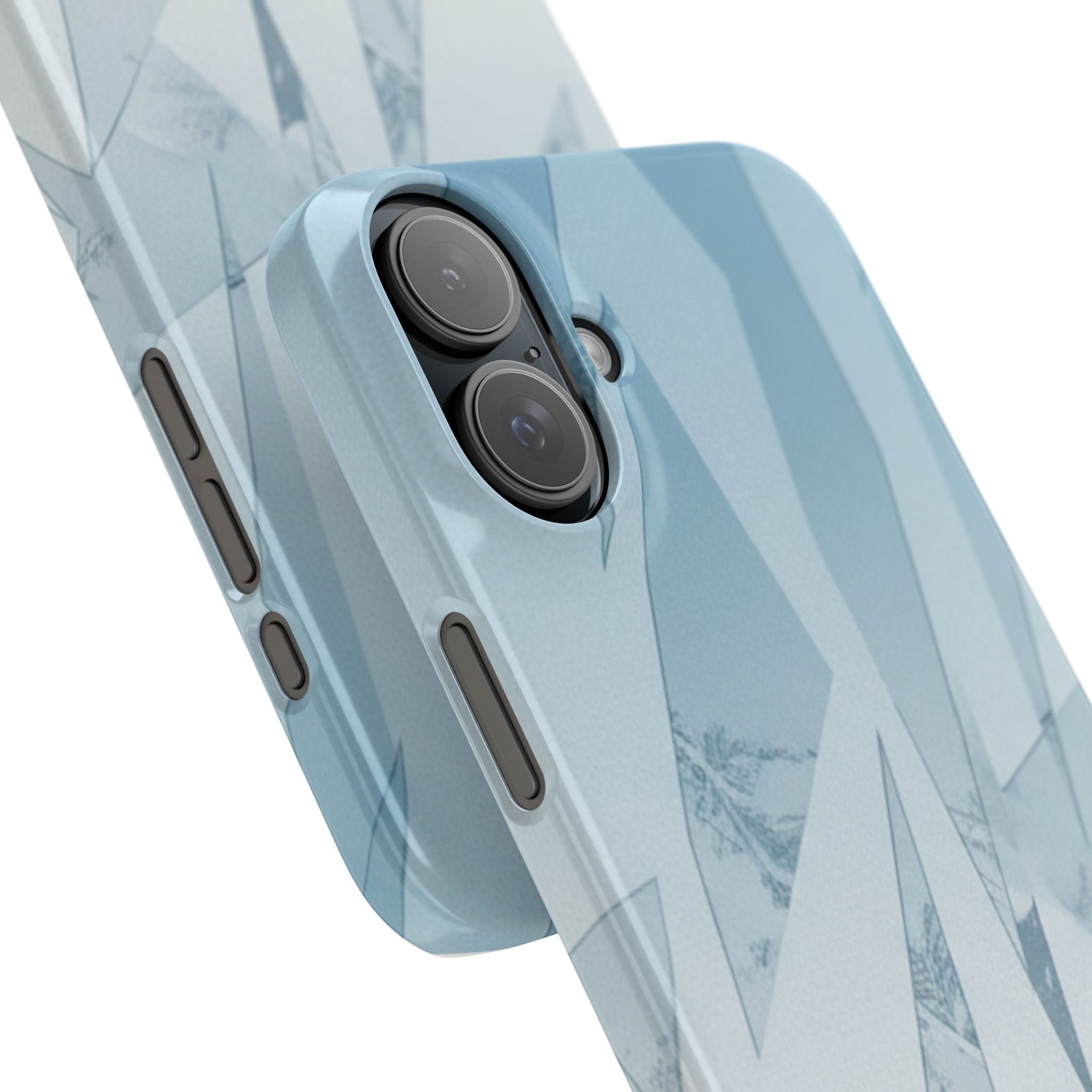 Icy Frost Minimalist Slim Phone Case — Frosted Glass Blue Gradient