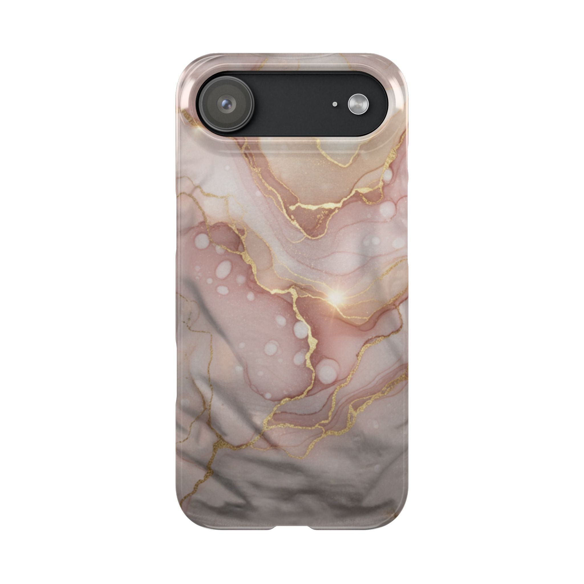 Marble Luxe Slim Phone Case — Pink & Gold Abstract Design