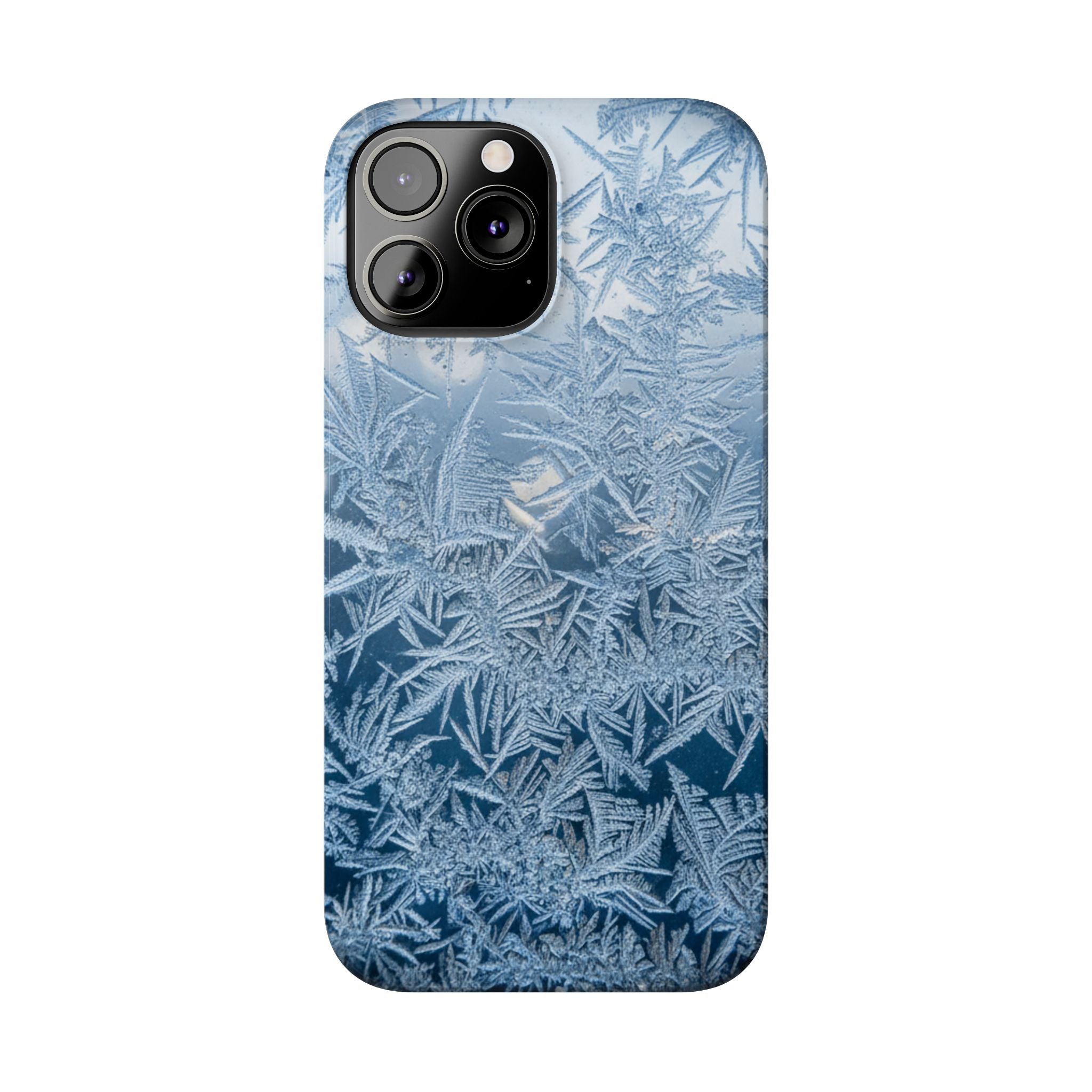 Frosted Window Macro Slim Phone Case — Blue Silver Ice Crystal Texture