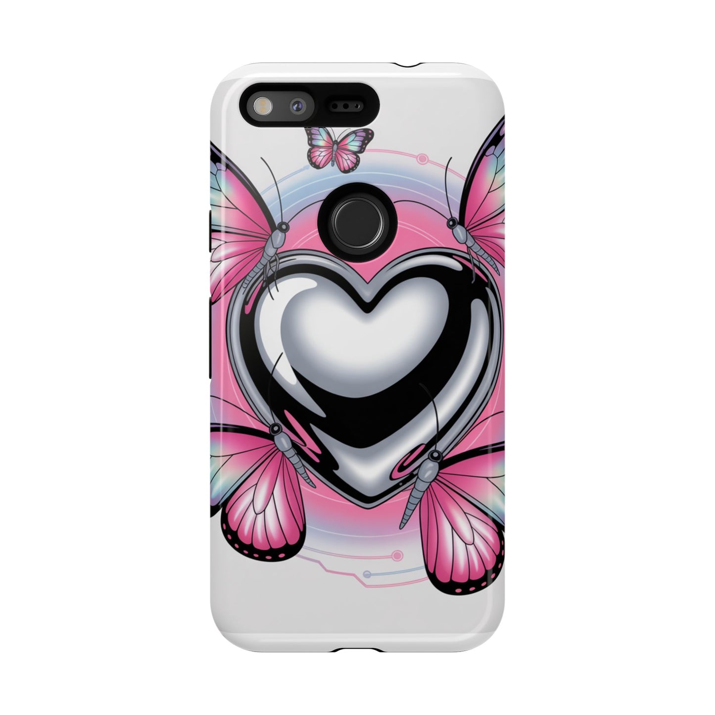 Phone Case - Y2K Aesthetic Chrome Hearts and Butterflies, Cybercore 2000s Vibe