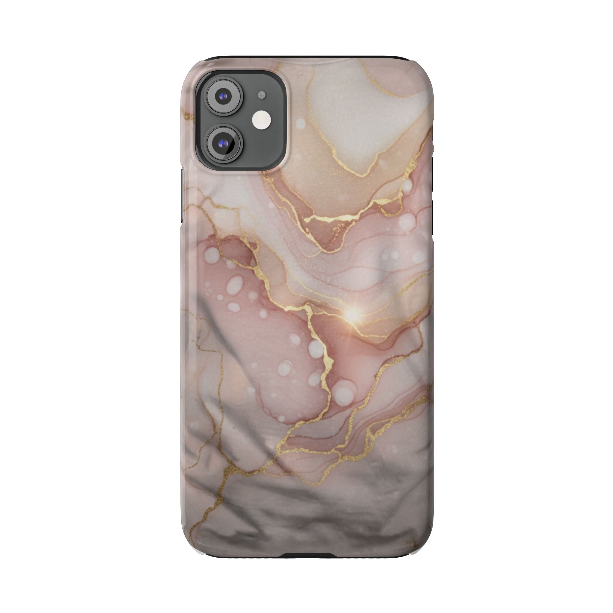 Marble Luxe Slim Phone Case — Pink & Gold Abstract Design