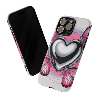 Phone Case - Y2K Aesthetic Chrome Hearts and Butterflies, Cybercore 2000s Vibe