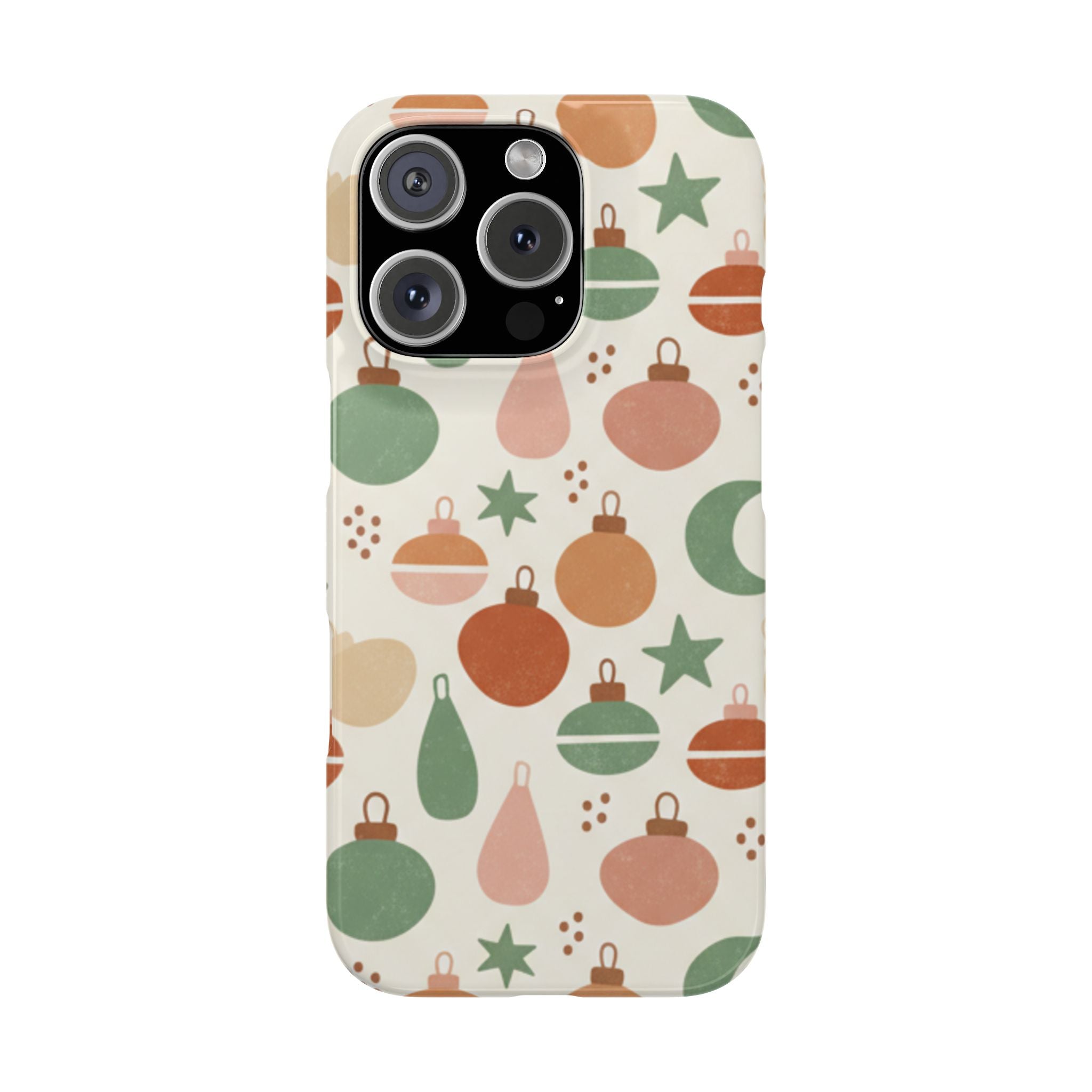 Holiday Ornament Pattern Slim Phone Case — Retro Christmas Baubles Design