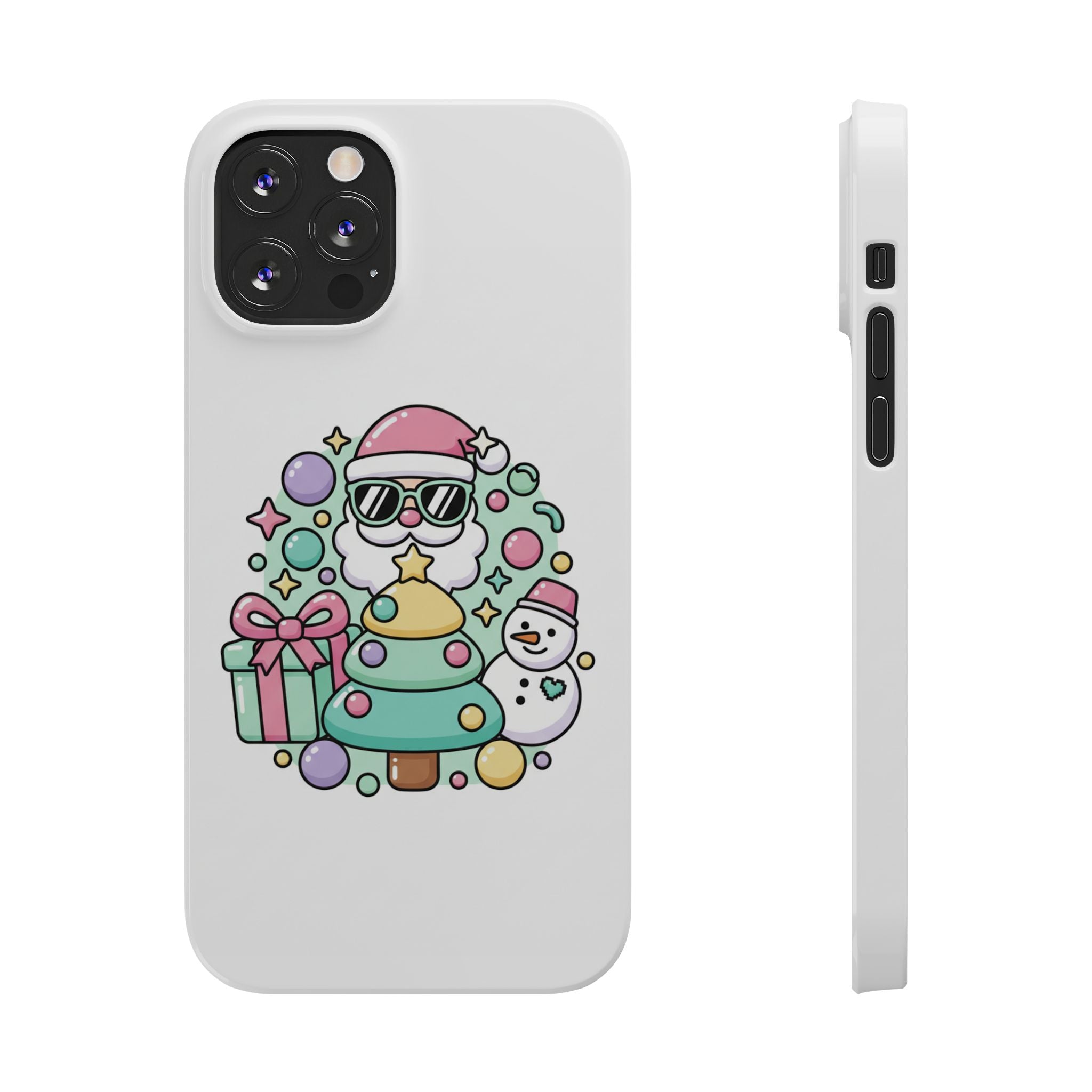 Y2K-Inspired Christmas Phone Case — Playful Bubble Icons & Stars