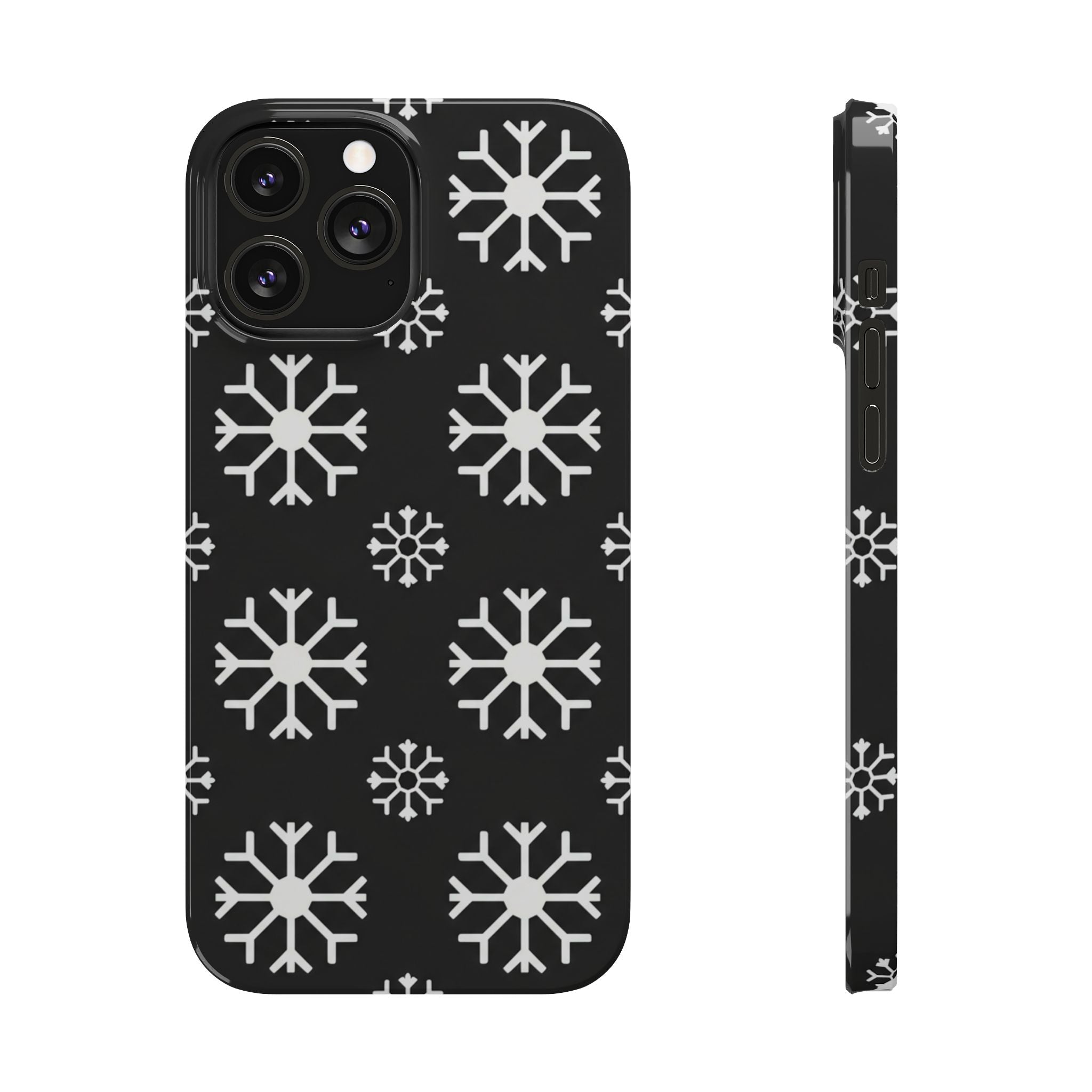Slim Phone Case — Black & White Symmetrical Snowflake Pattern