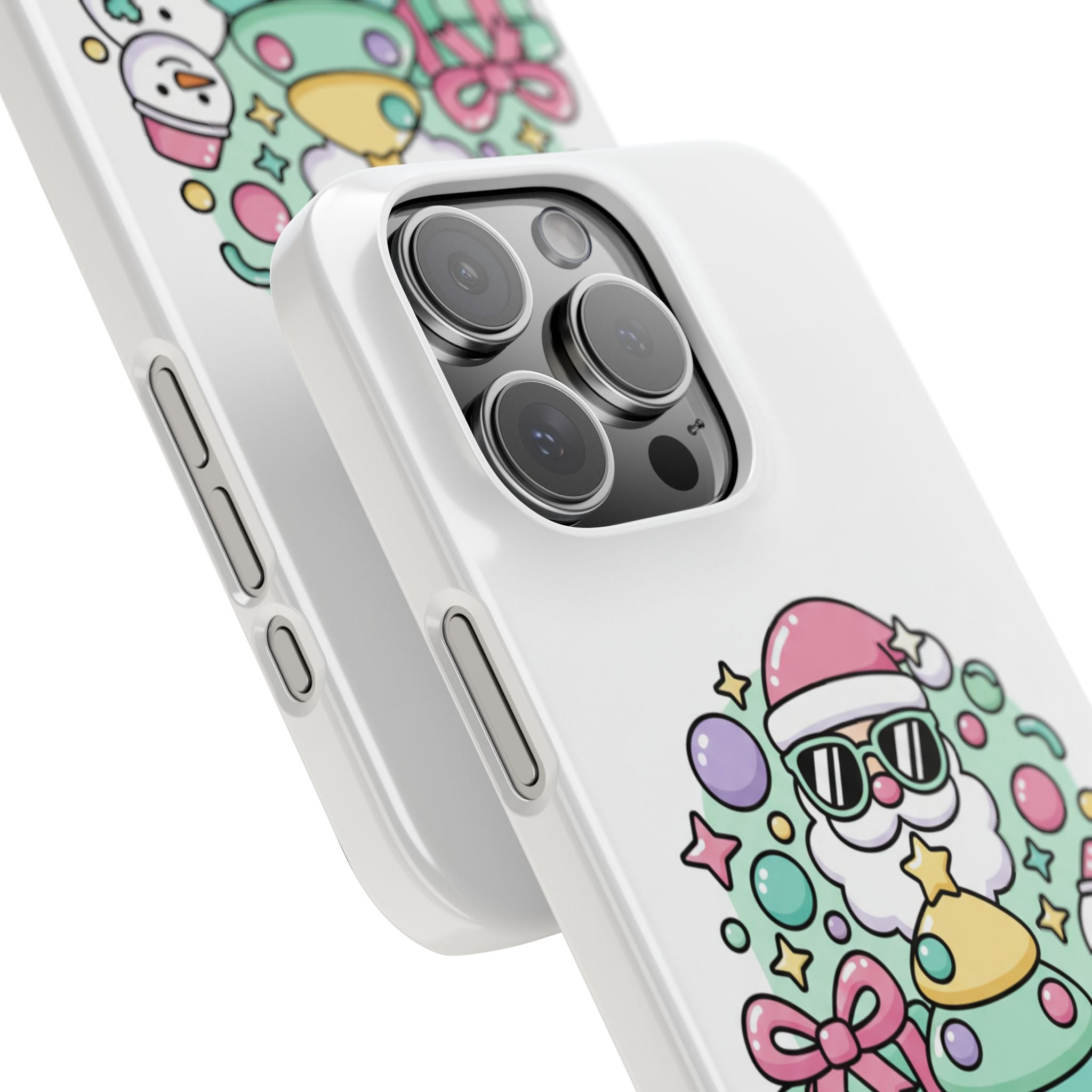 Y2K-Inspired Christmas Phone Case — Playful Bubble Icons & Stars