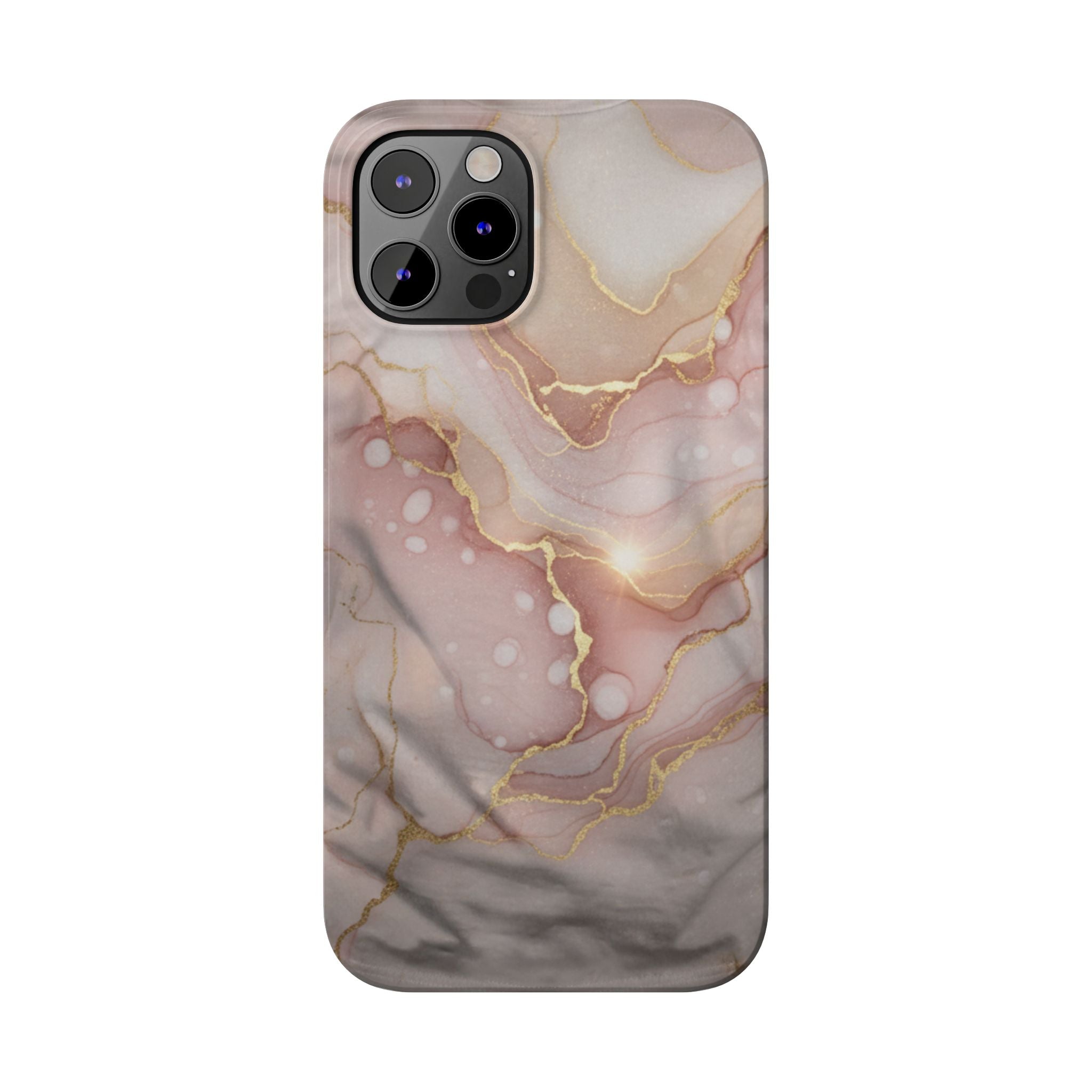 Marble Luxe Slim Phone Case — Pink & Gold Abstract Design