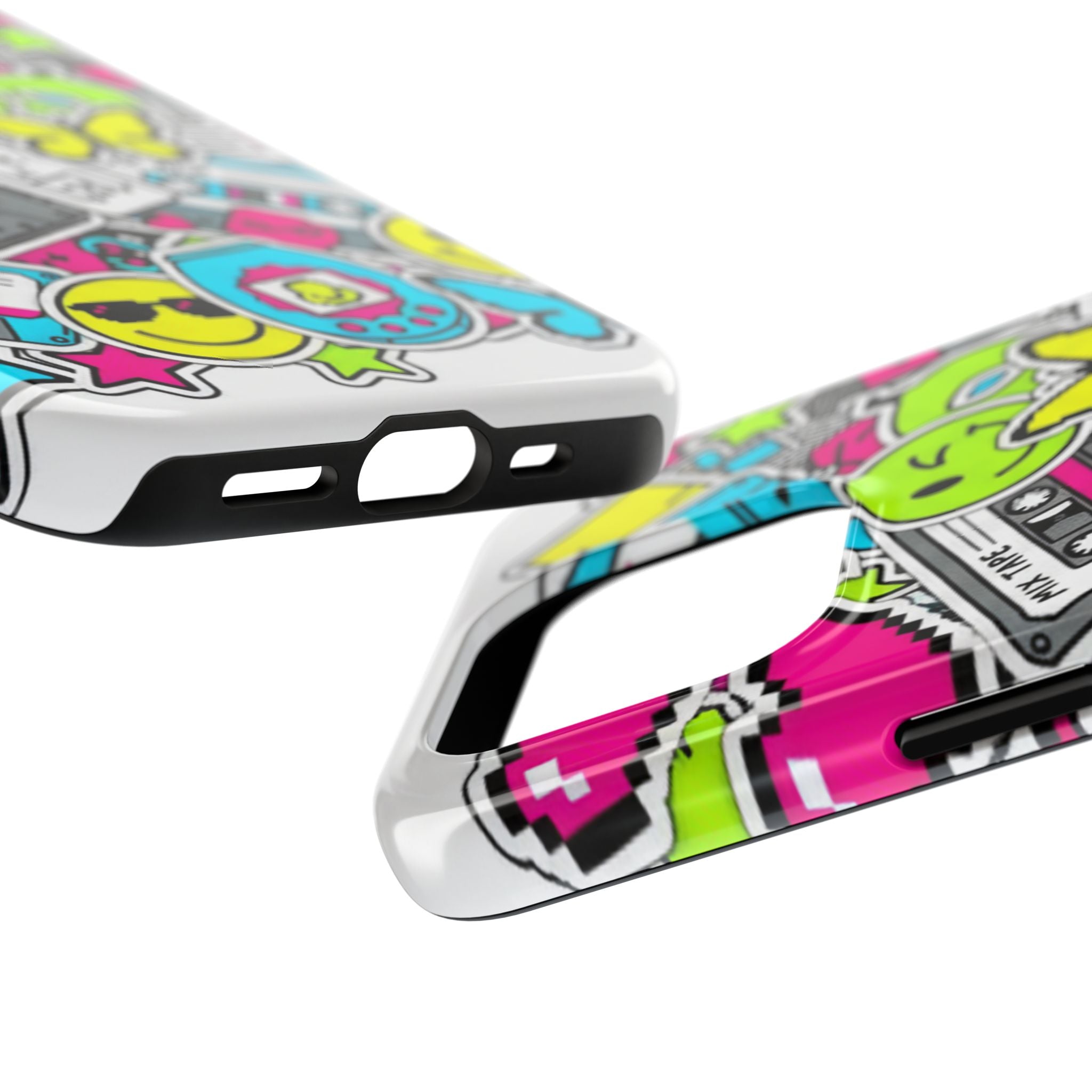 1990s 2000s Sticker Collage Tough Phone Case | Retro Tamagotchi Pixel Art Nostalgia