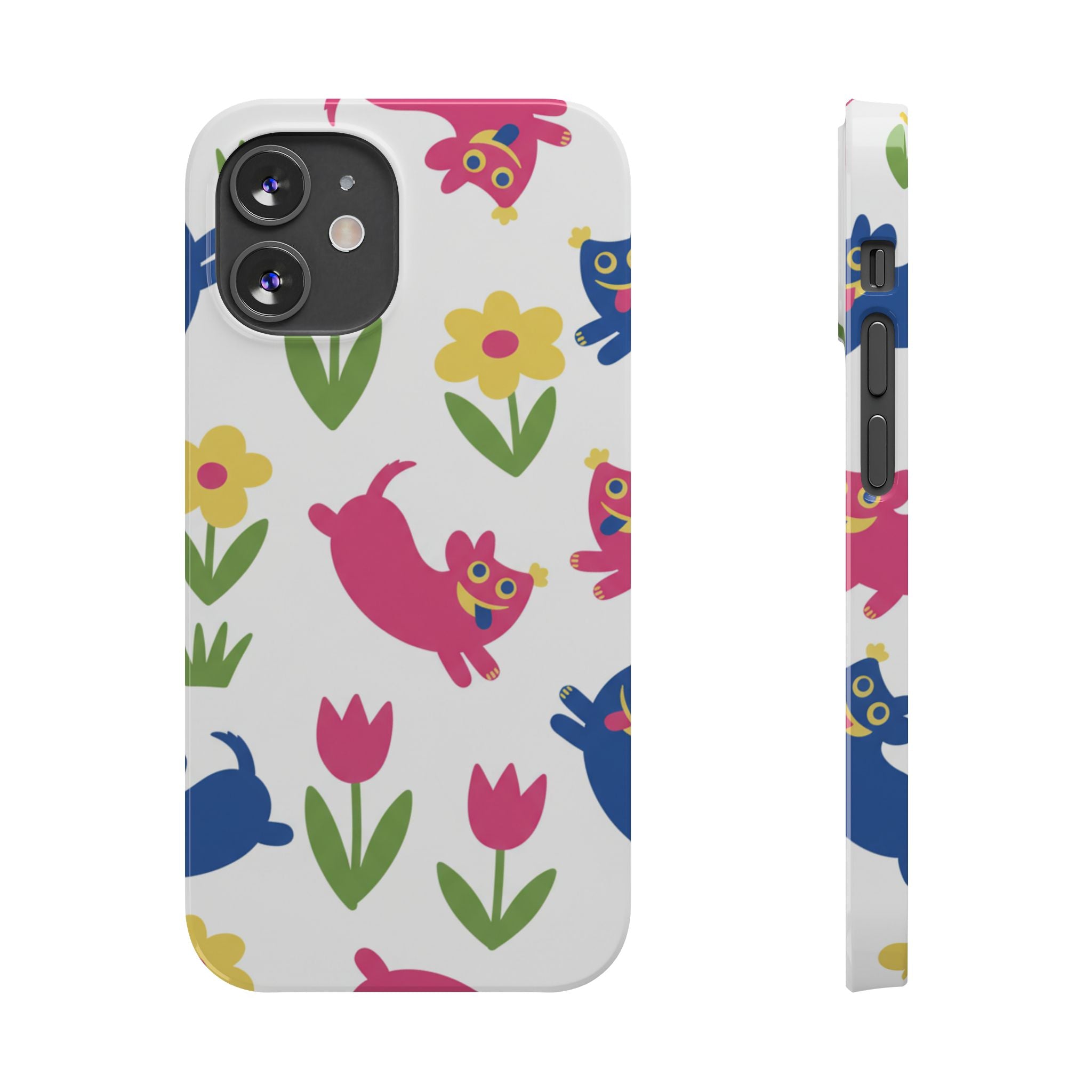 The Joyful Garden: Chunky Sausage Dog & Giant Bloom Phone Case | Modern Naive Art Edition