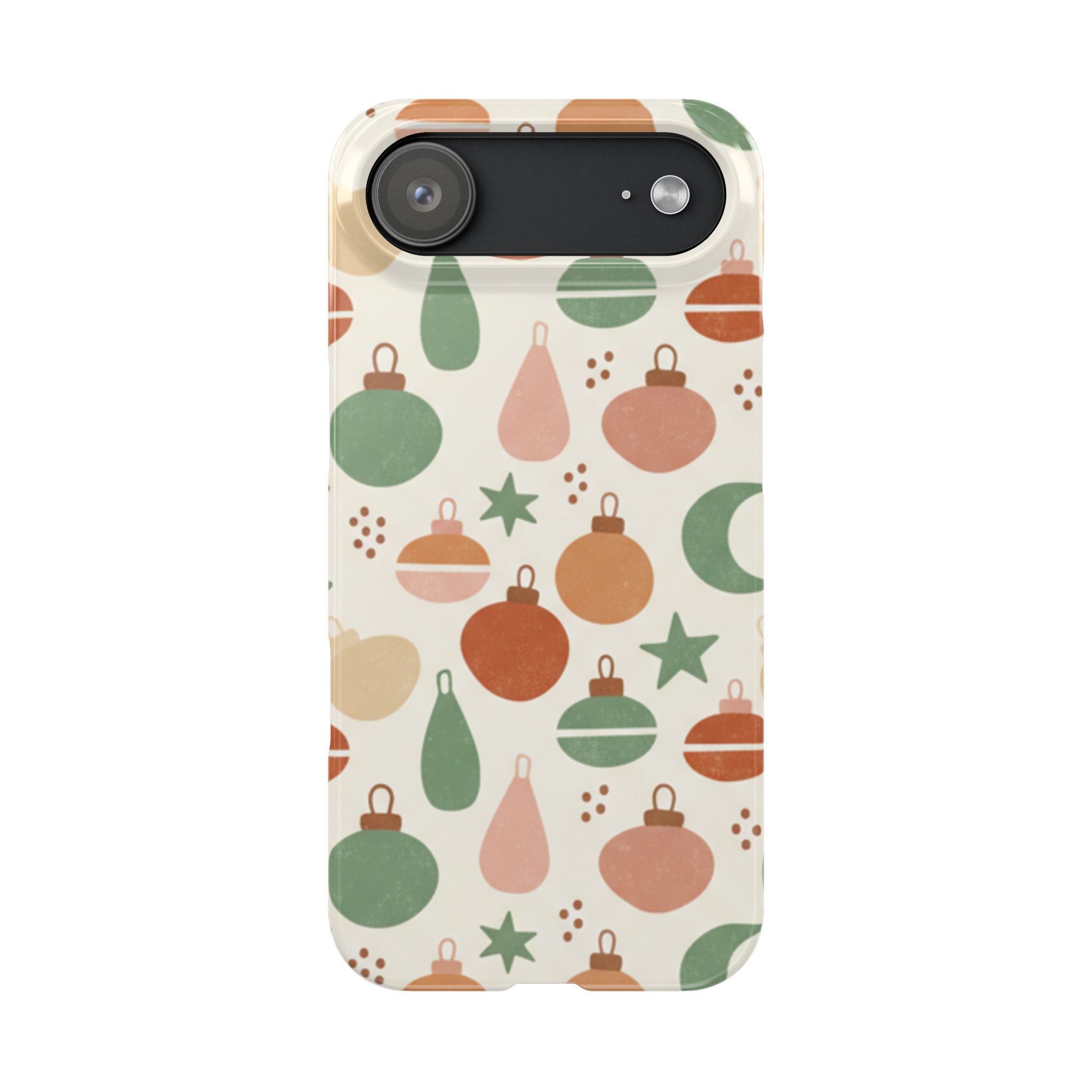 Holiday Ornament Pattern Slim Phone Case — Retro Christmas Baubles Design