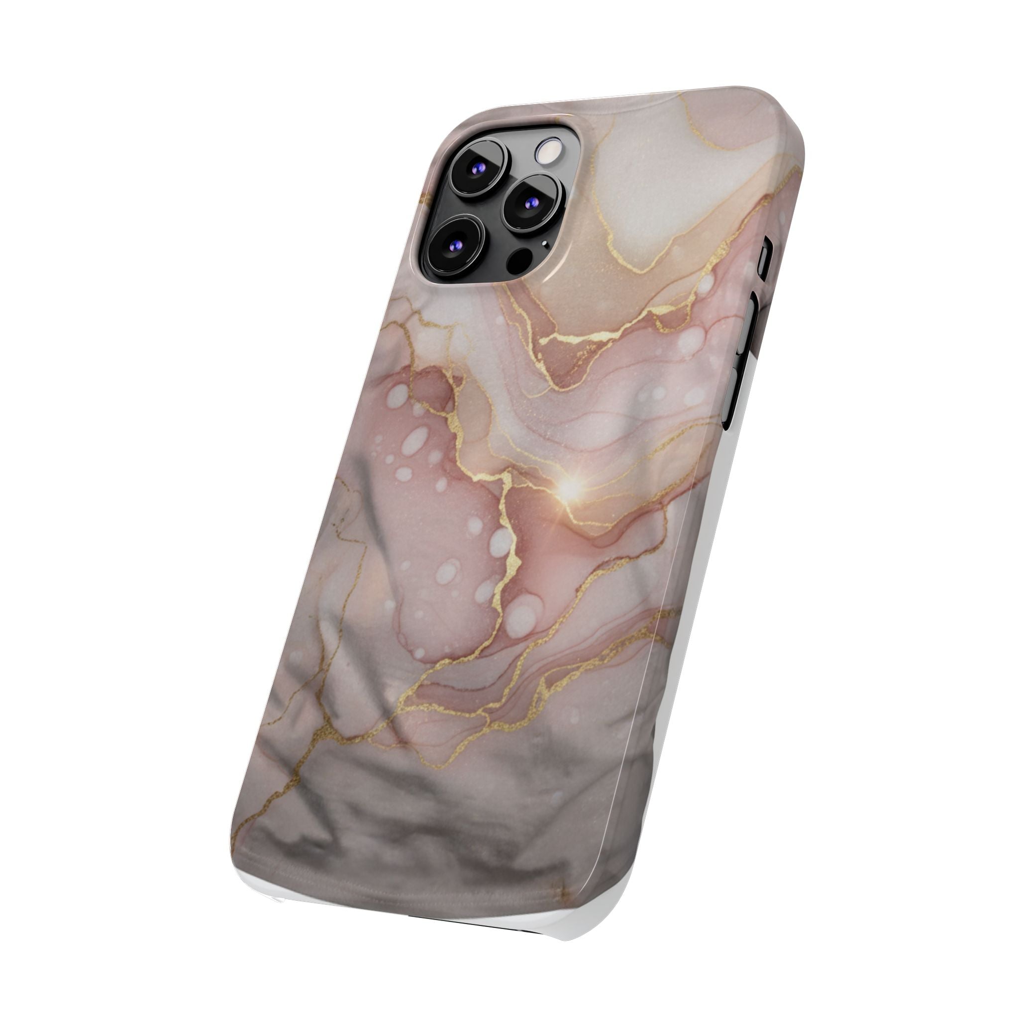 Marble Luxe Slim Phone Case — Pink & Gold Abstract Design