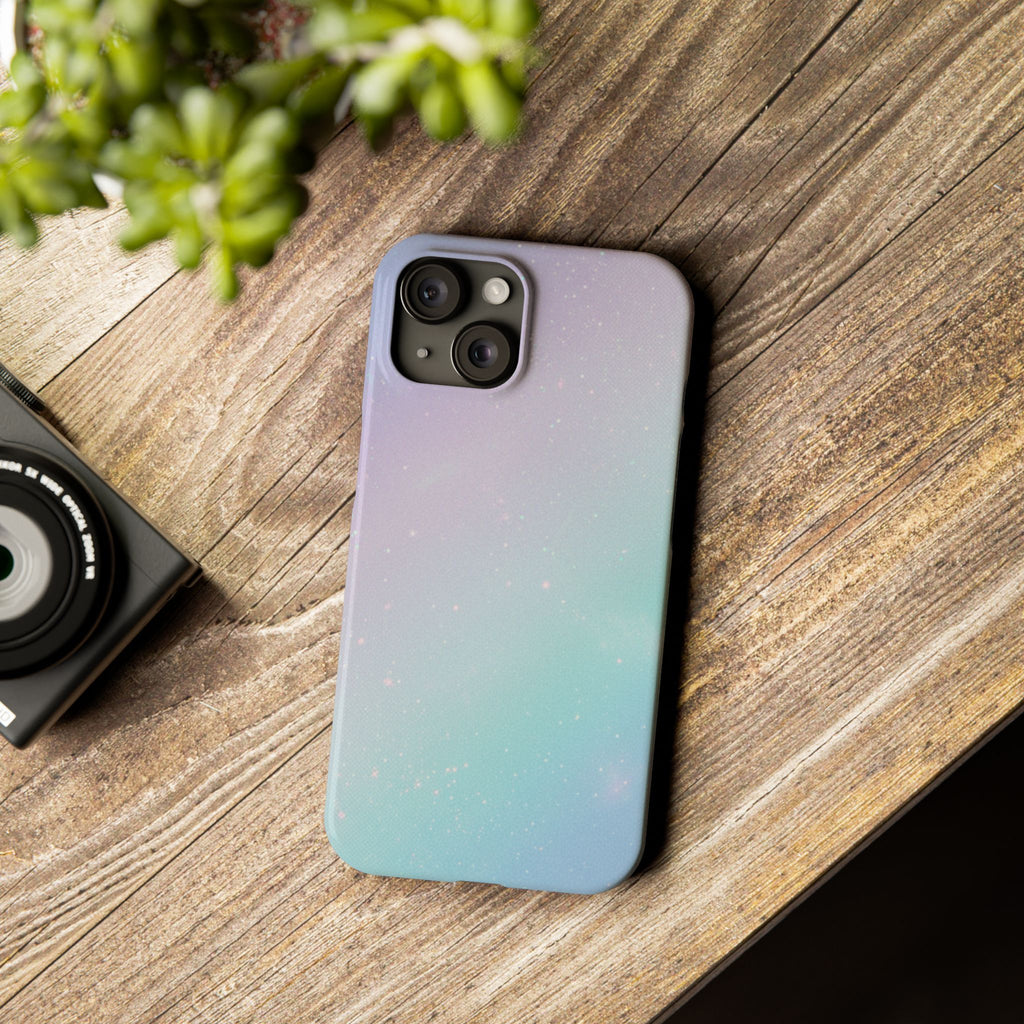 Opalescent Cosmic Slim Phone Case — Shimmering Moon Dust Purple & Blue Gradient
