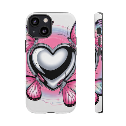 Phone Case - Y2K Aesthetic Chrome Hearts and Butterflies, Cybercore 2000s Vibe