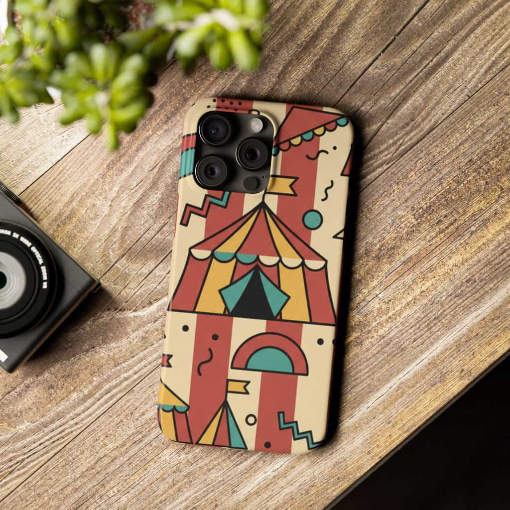 Retro Circus Stripe Slim Phone Case — Vintage 70s Memphis Geometric Design
