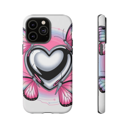 Phone Case - Y2K Aesthetic Chrome Hearts and Butterflies, Cybercore 2000s Vibe