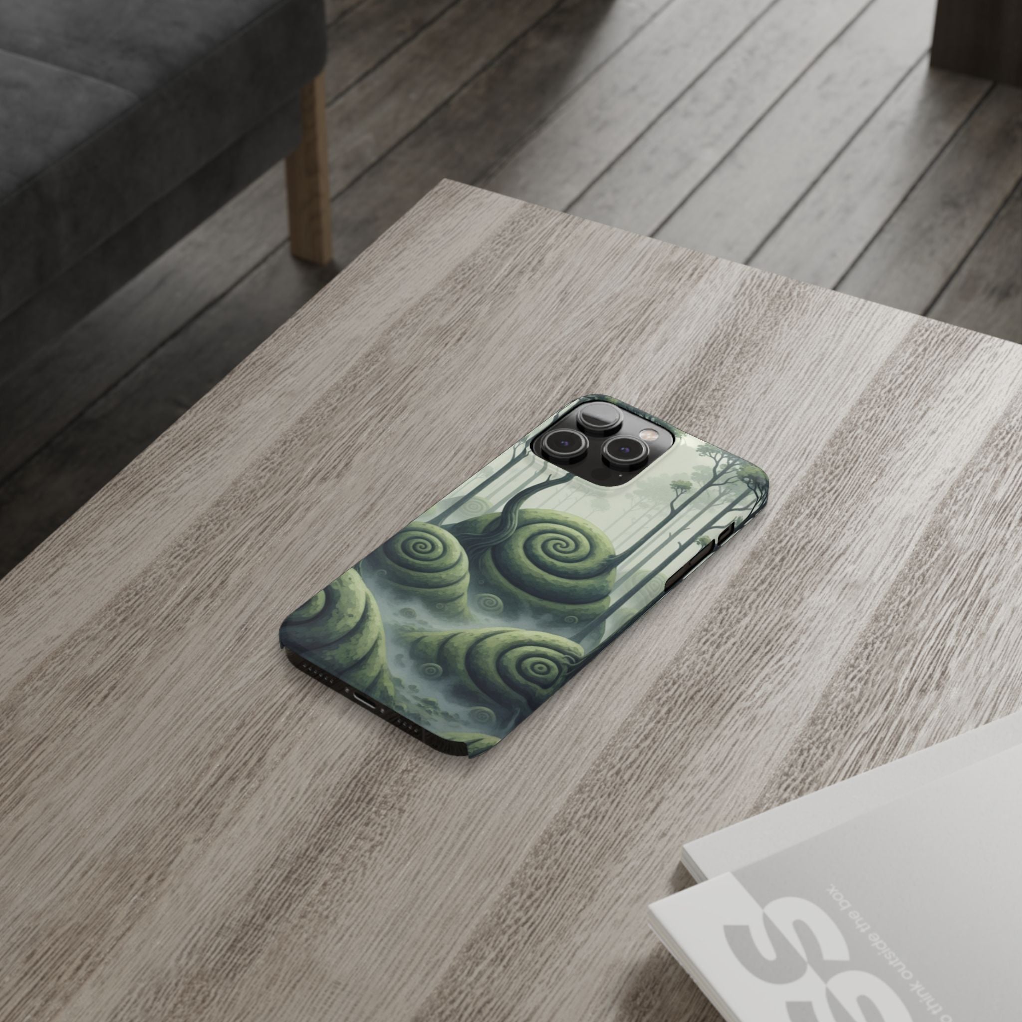 Mystical Forest Slim Phone Case — Dreamy Studio Ghibli‑Style Foggy Hills