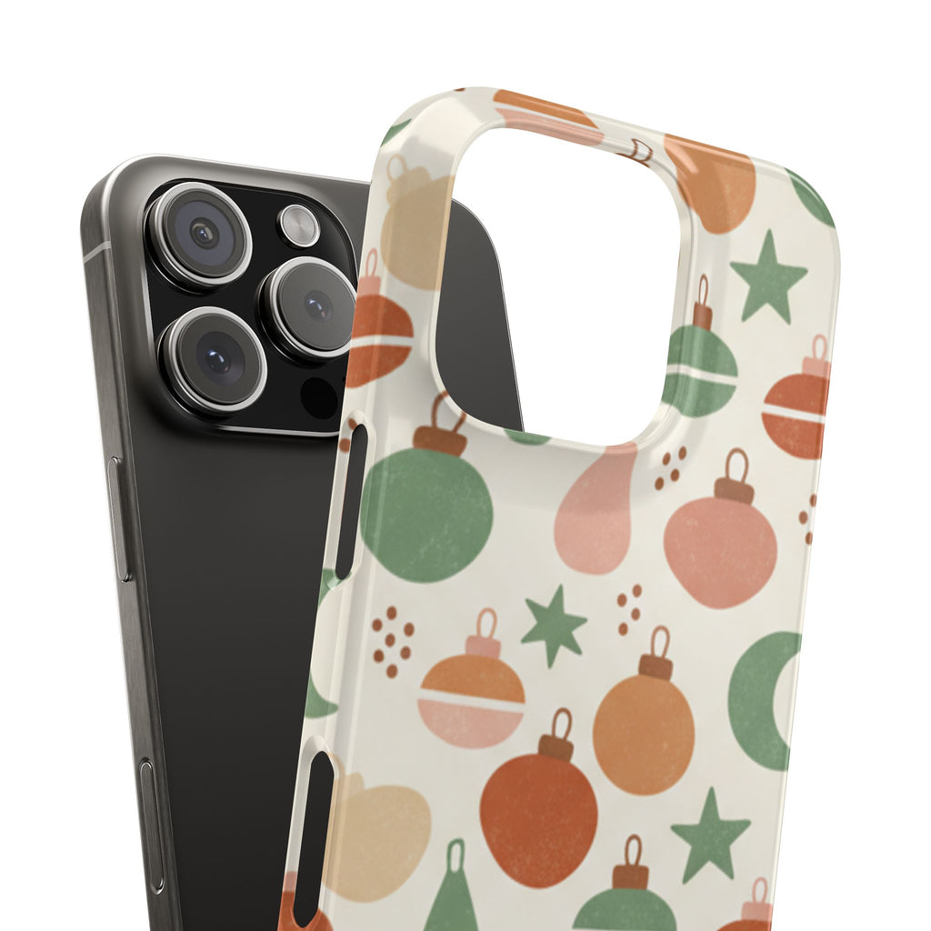 Holiday Ornament Pattern Slim Phone Case — Retro Christmas Baubles Design
