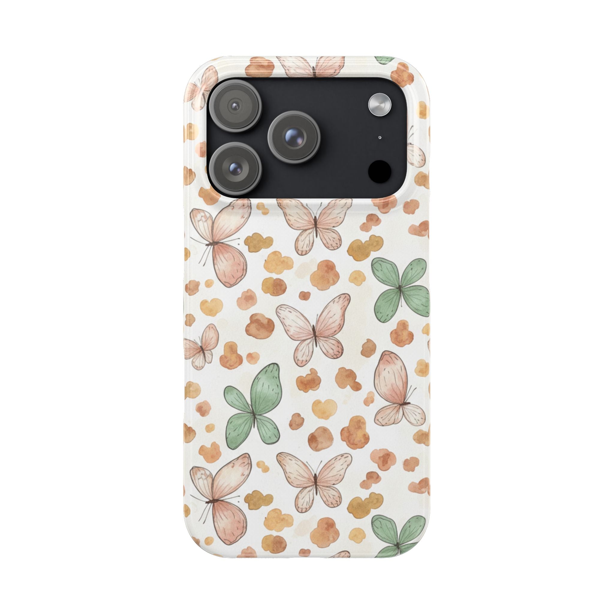 Cottagecore Butterfly & Deer Spots Slim Phone Case — Pastel Watercolor Storybook Pattern