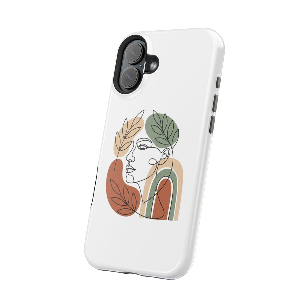 Boho Line-Face Phone Case — Terracotta Sage Minimalist Matte