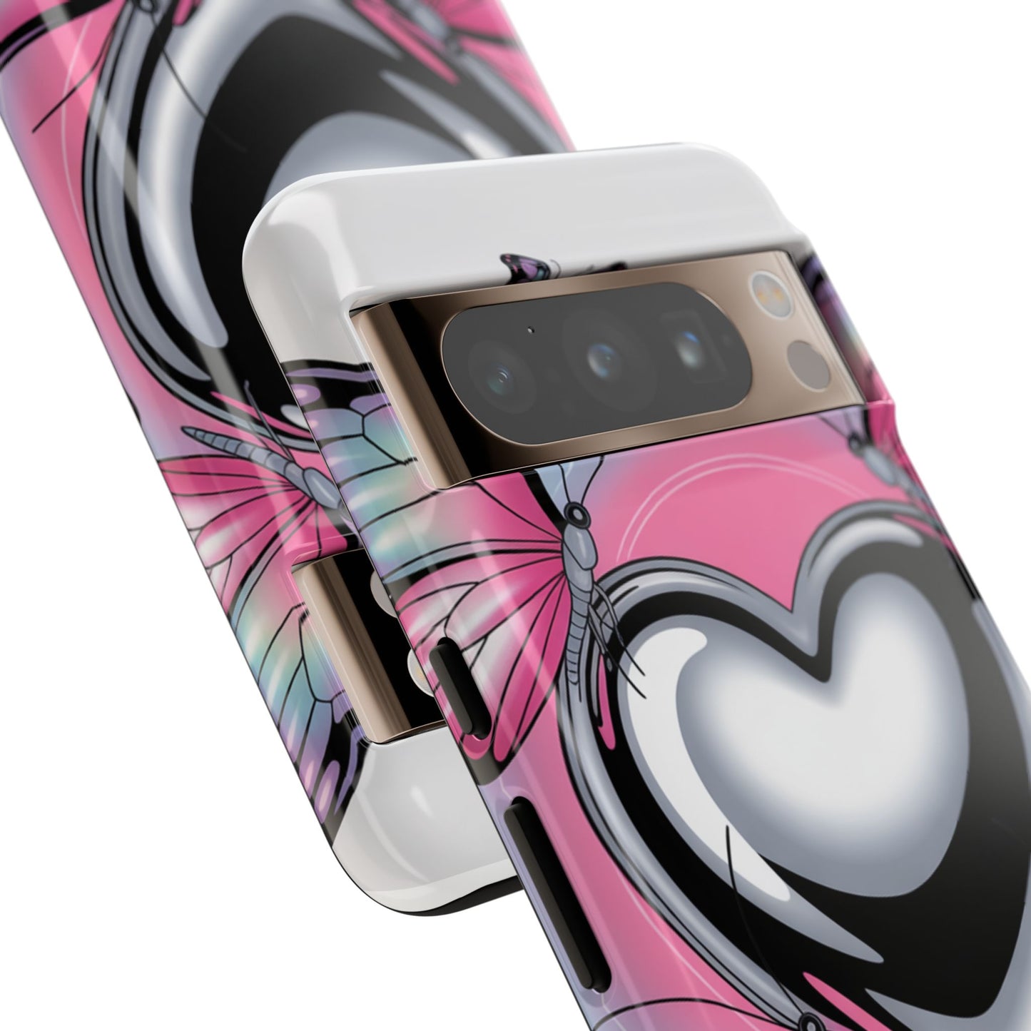 Phone Case - Y2K Aesthetic Chrome Hearts and Butterflies, Cybercore 2000s Vibe