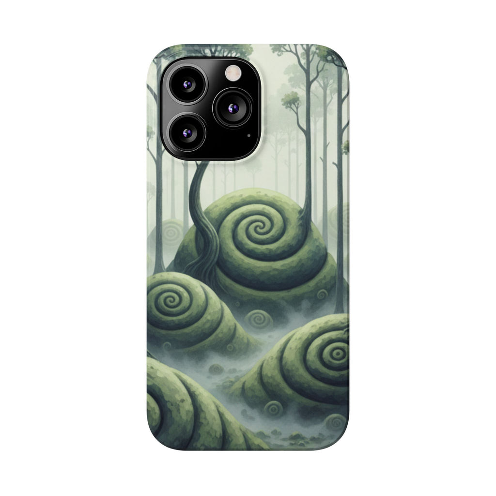 Mystical Forest Slim Phone Case — Dreamy Studio Ghibli‑Style Foggy Hills