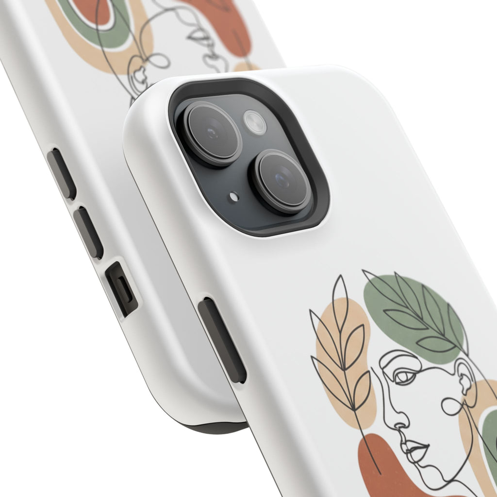 Boho Line-Face Phone Case — Terracotta Sage Minimalist Matte